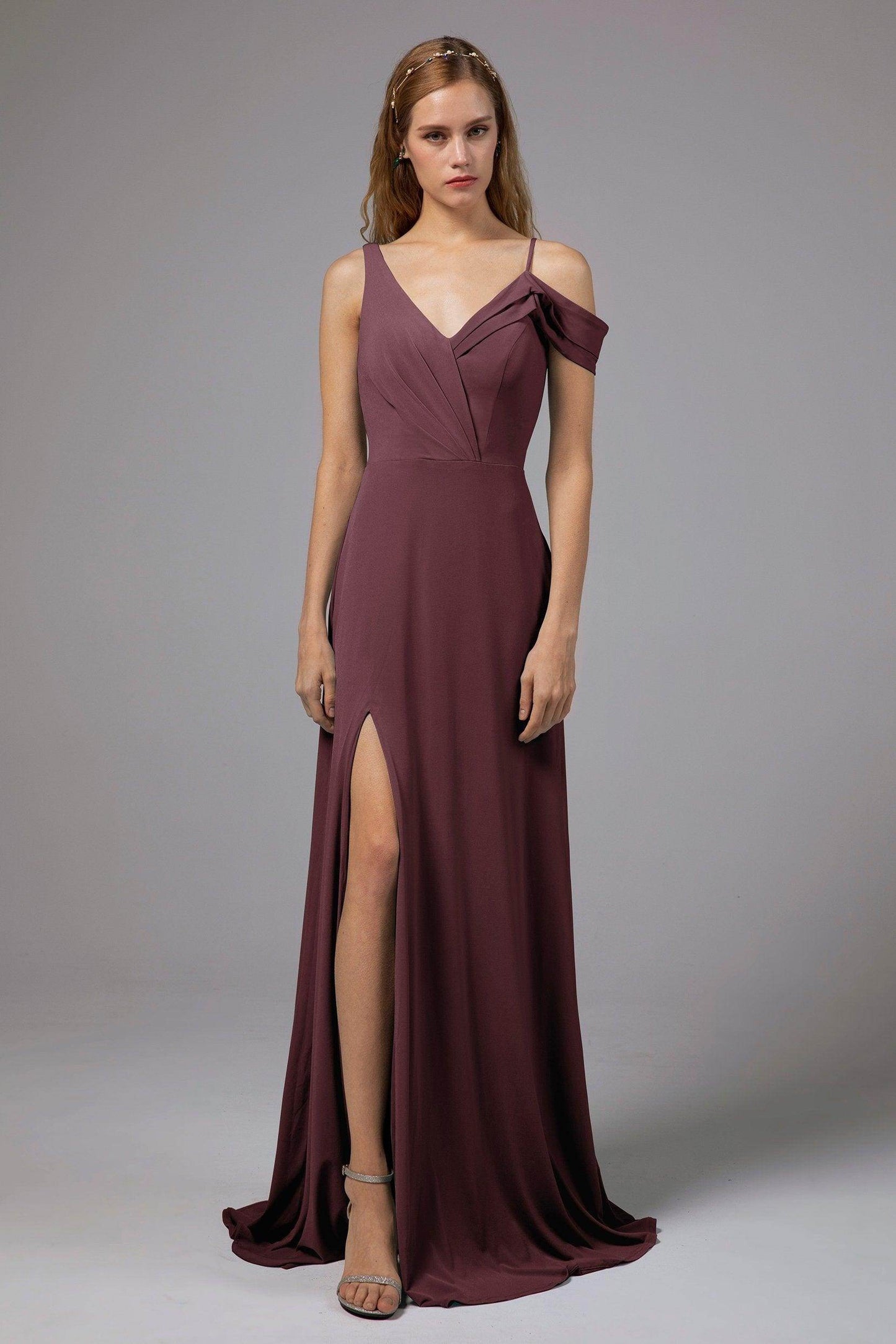 Sheath Floor Length Knitted Fabric Bridesmaid Dress Formal Dresses CB0425 - COCOMELODY