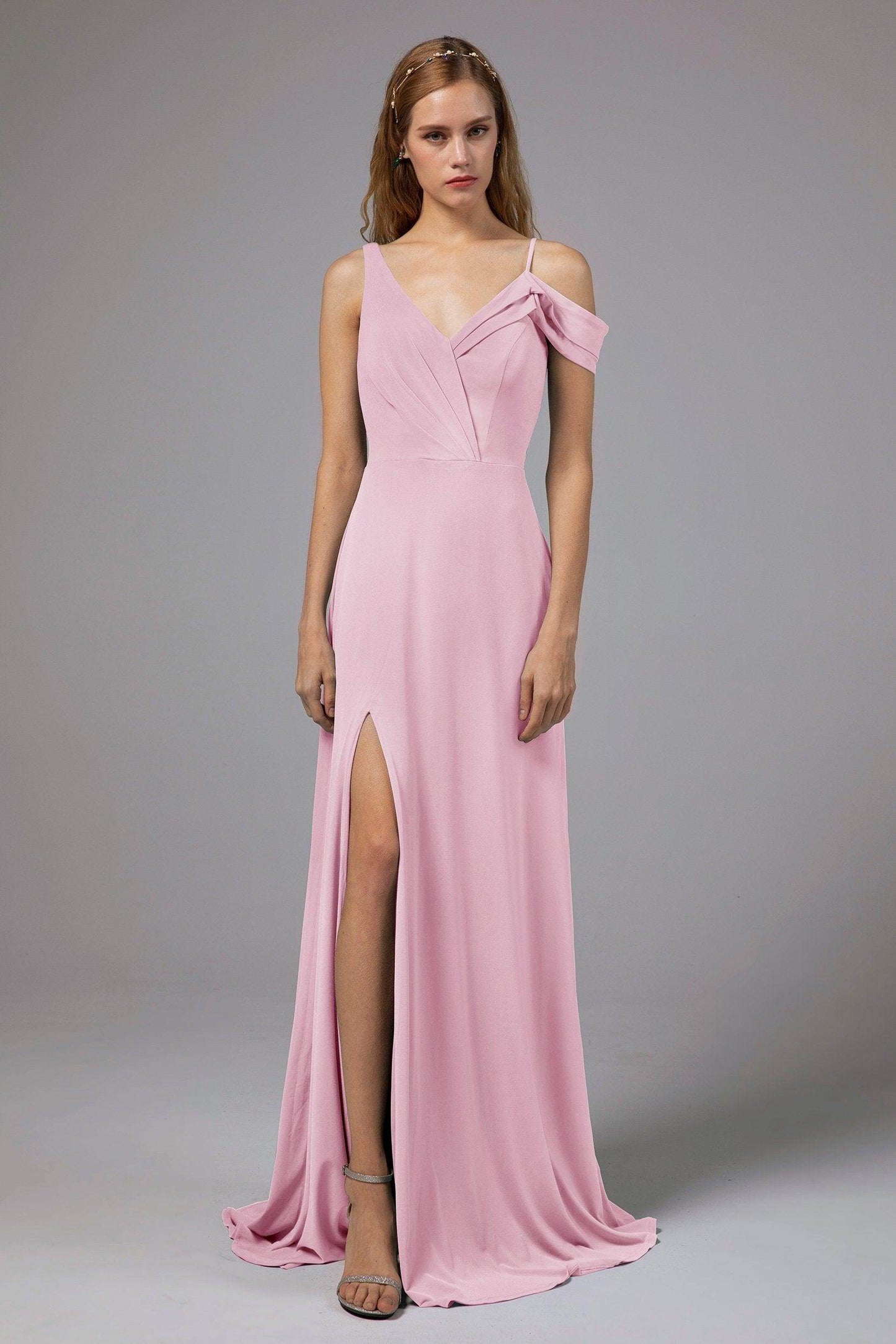 Sheath Floor Length Knitted Fabric Bridesmaid Dress Formal Dresses CB0425 - COCOMELODY