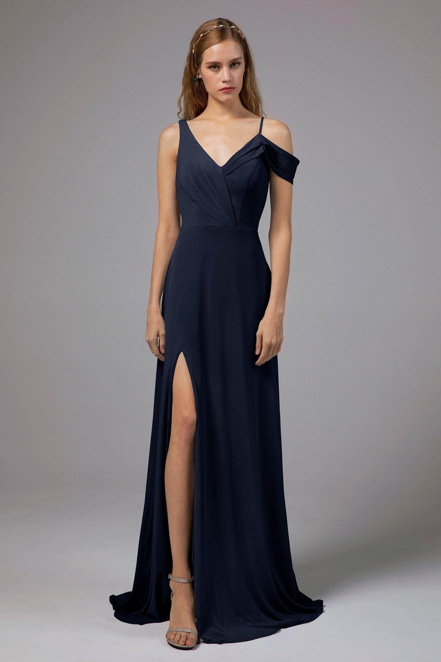 Sheath Floor Length Knitted Fabric Bridesmaid Dress Formal Dresses CB0425 - COCOMELODY