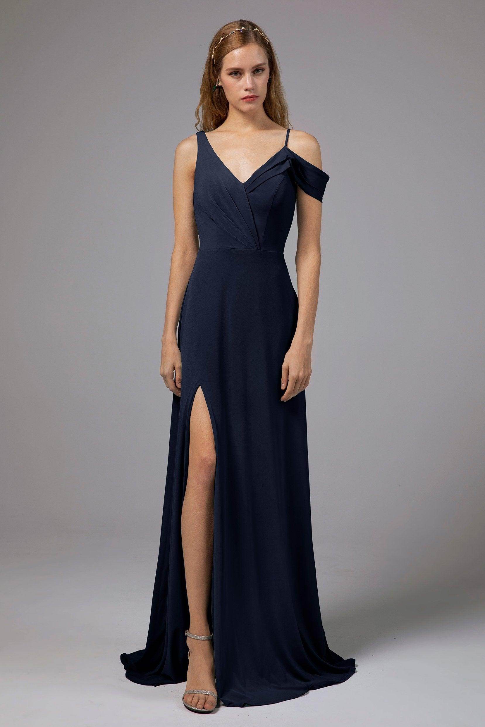Sheath Floor Length Knitted Fabric Bridesmaid Dress Formal Dresses CB0425 - COCOMELODY