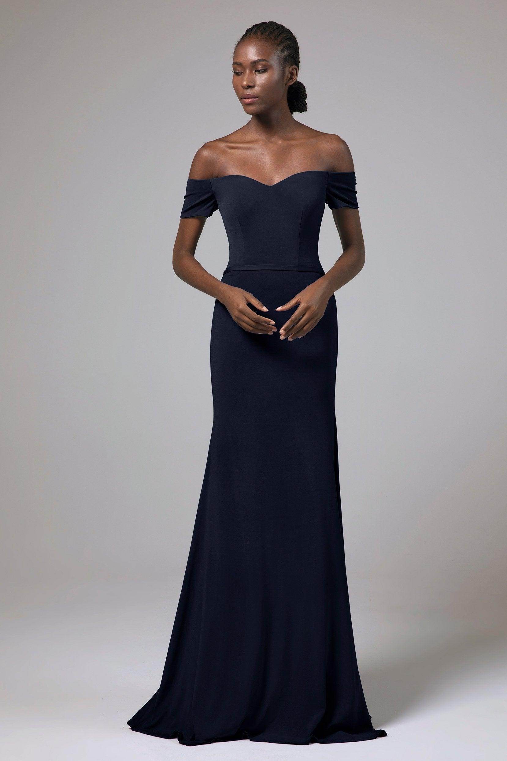 Sheath Floor Length Knitted Fabric Bridesmaid Dress Formal Dresses CB0426 - COCOMELODY