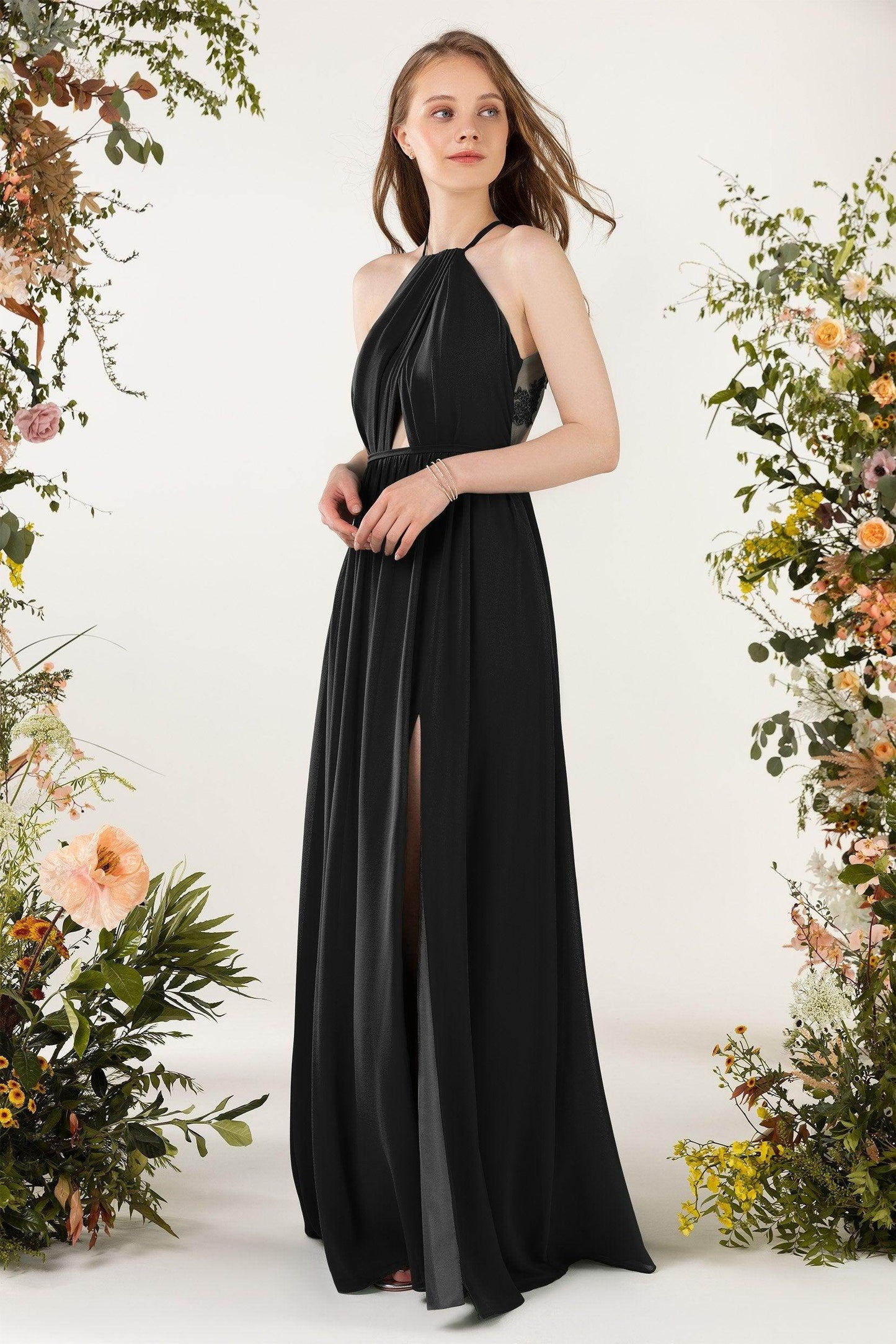 A-Line Sweep-Brush Train Chiffon Bridesmaid Dress CB0451 - COCOMELODY