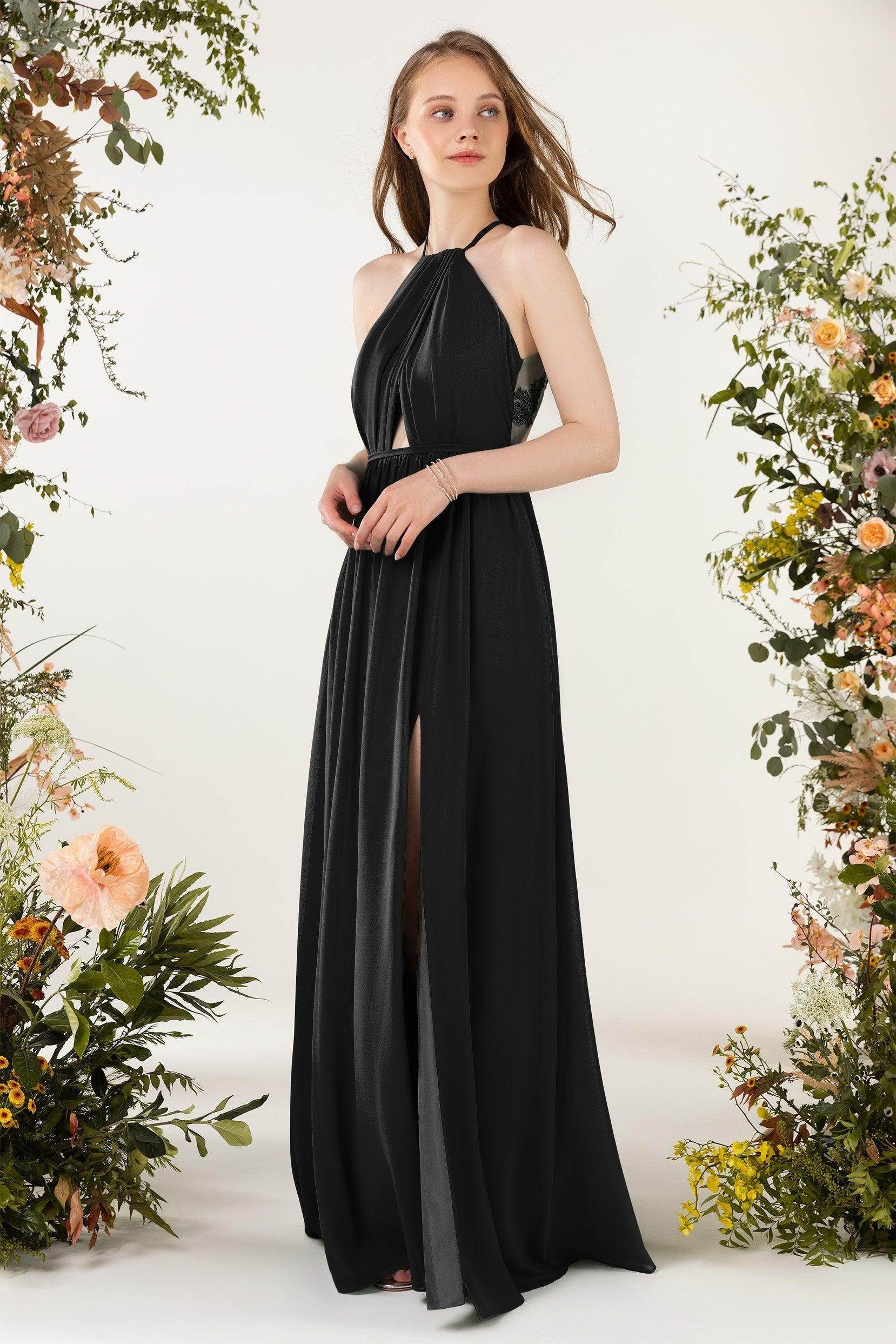 A-Line Sweep-Brush Train Chiffon Bridesmaid Dress CB0451 - COCOMELODY