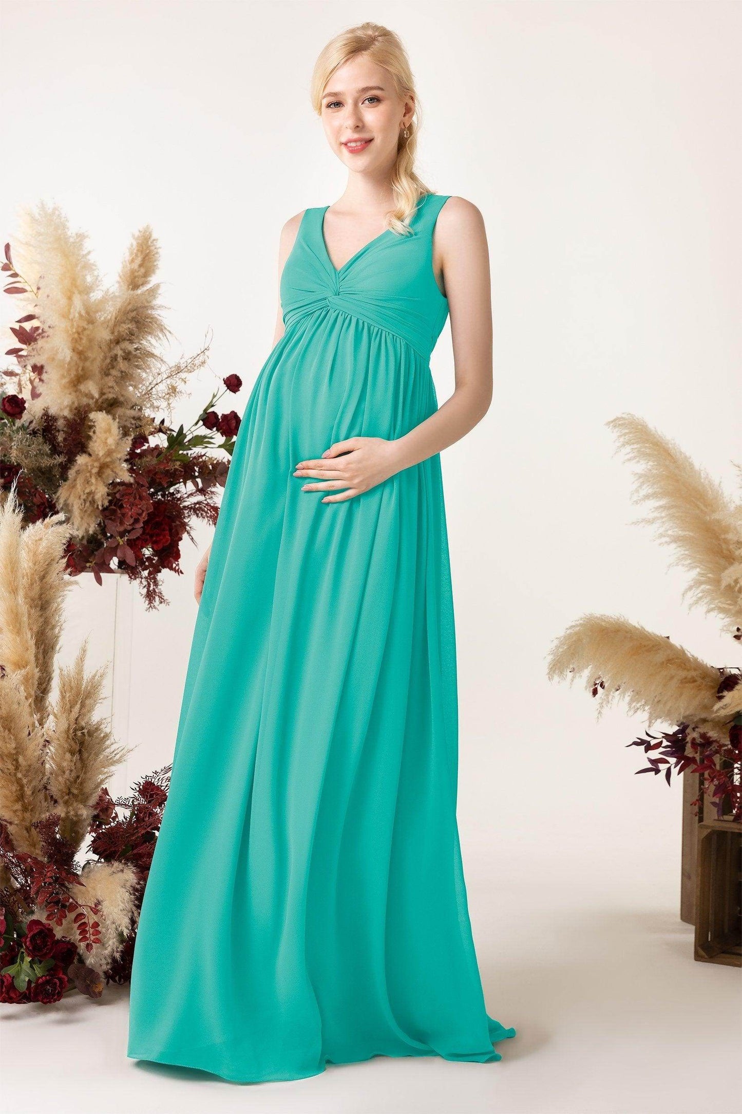A-Line Sweep-Brush Train Chiffon Bridesmaid Dress CB0452M - COCOMELODY