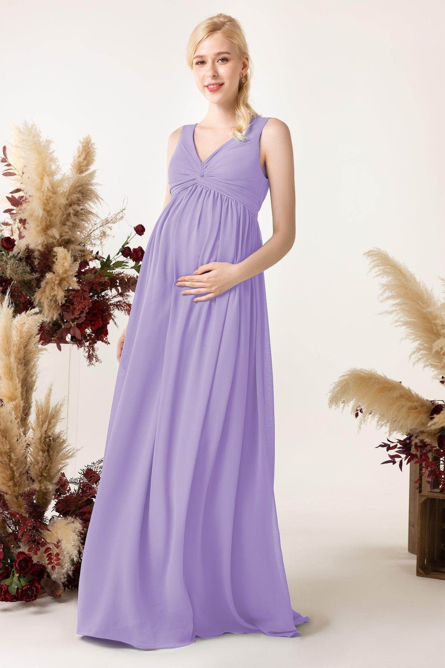 A-Line Sweep-Brush Train Chiffon Bridesmaid Dress CB0452M - COCOMELODY