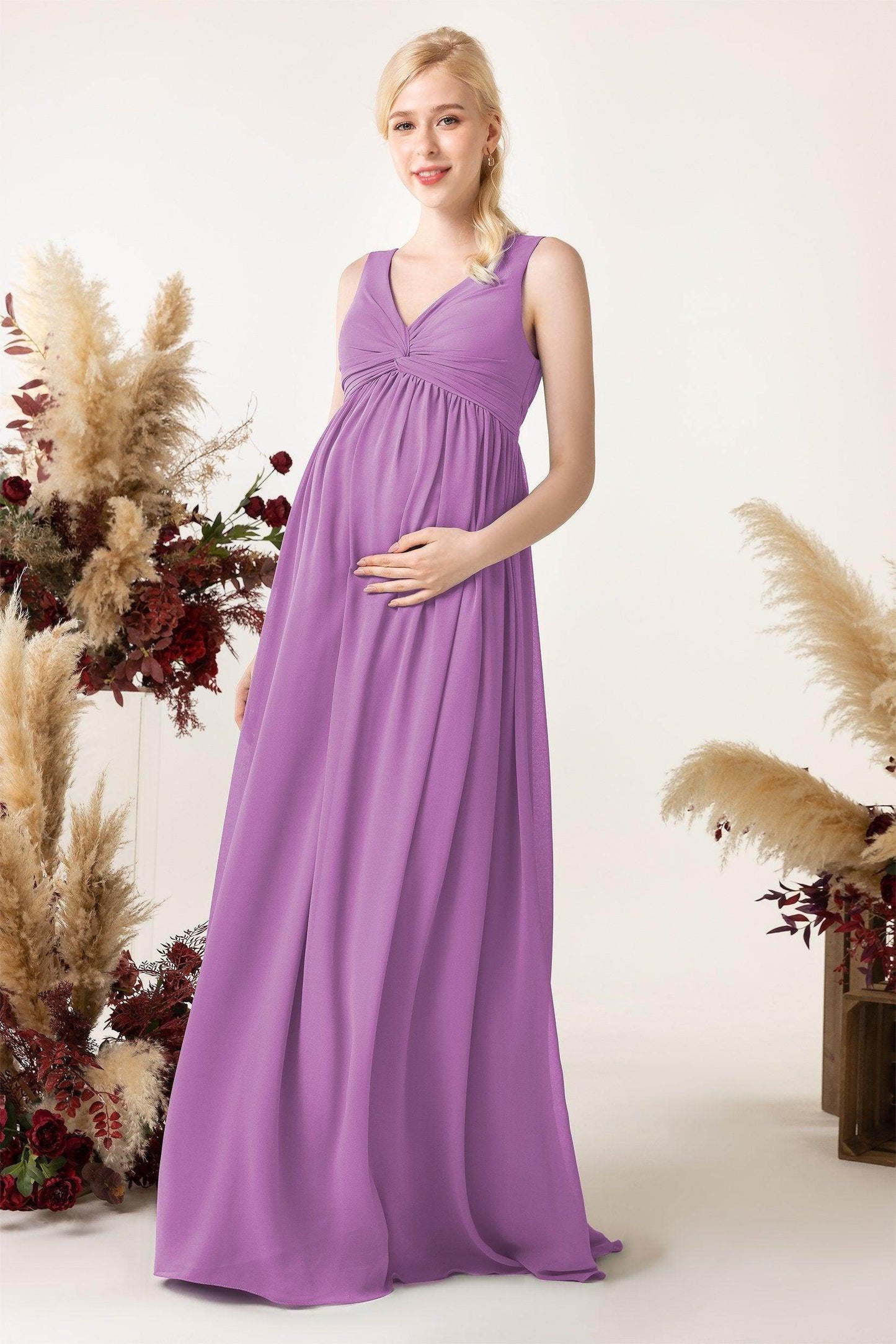 A-Line Sweep-Brush Train Chiffon Bridesmaid Dress CB0452M - COCOMELODY