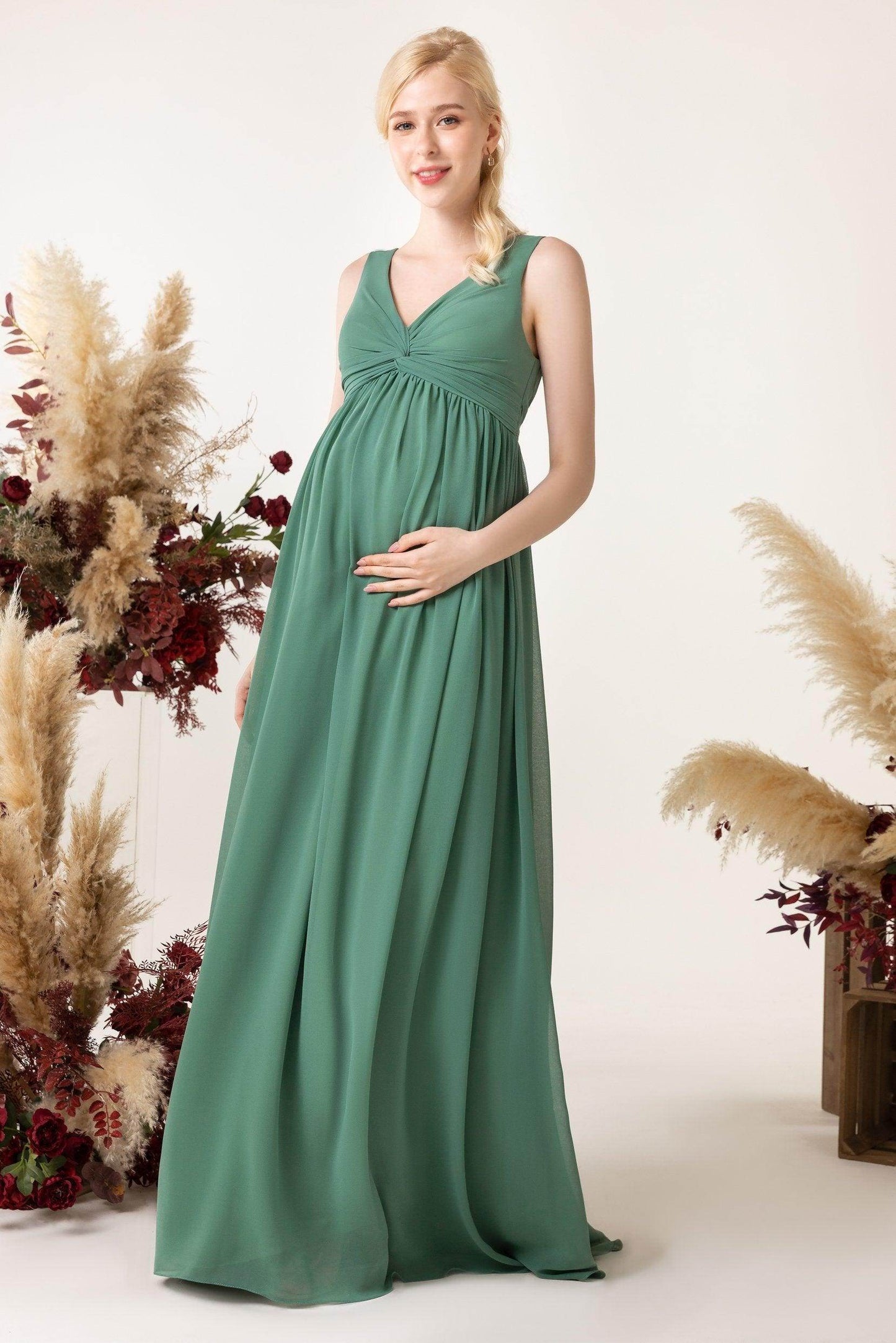 A-Line Sweep-Brush Train Chiffon Bridesmaid Dress CB0452M - COCOMELODY