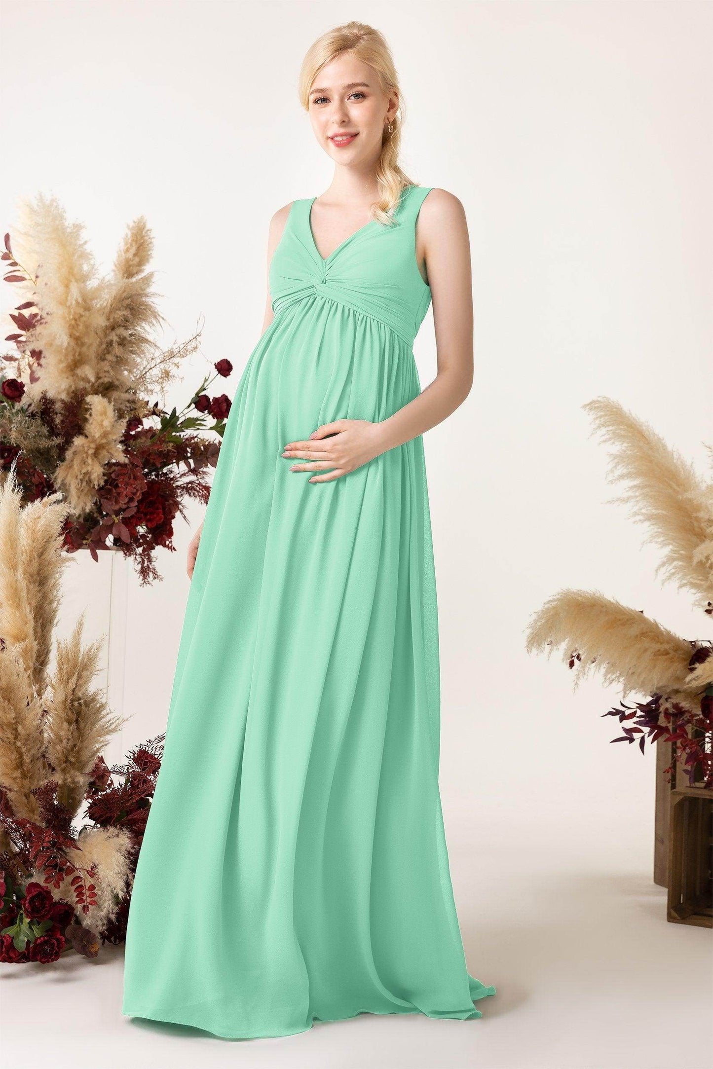 A-Line Sweep-Brush Train Chiffon Bridesmaid Dress CB0452M - COCOMELODY