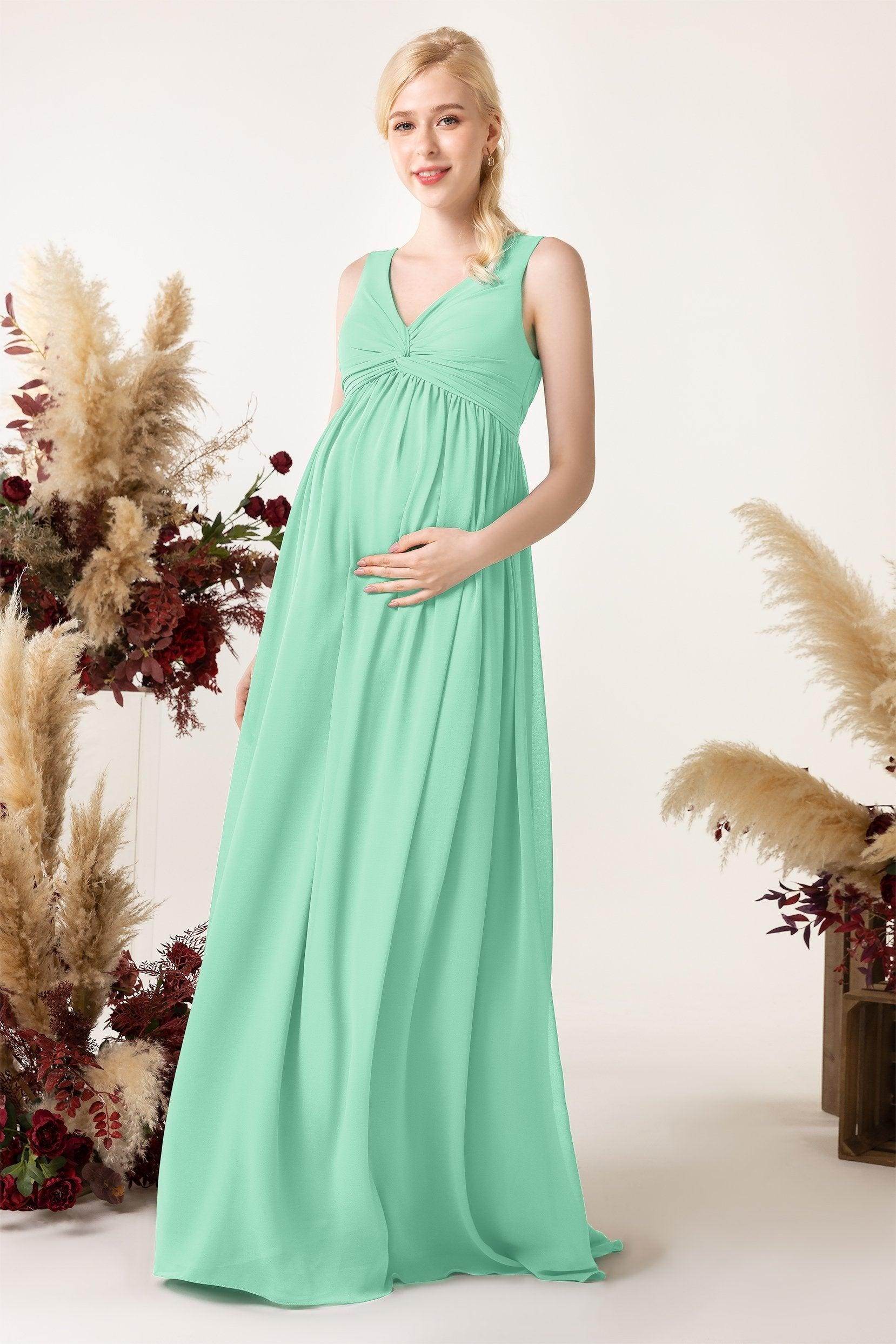 A-Line Sweep-Brush Train Chiffon Bridesmaid Dress CB0452M - COCOMELODY