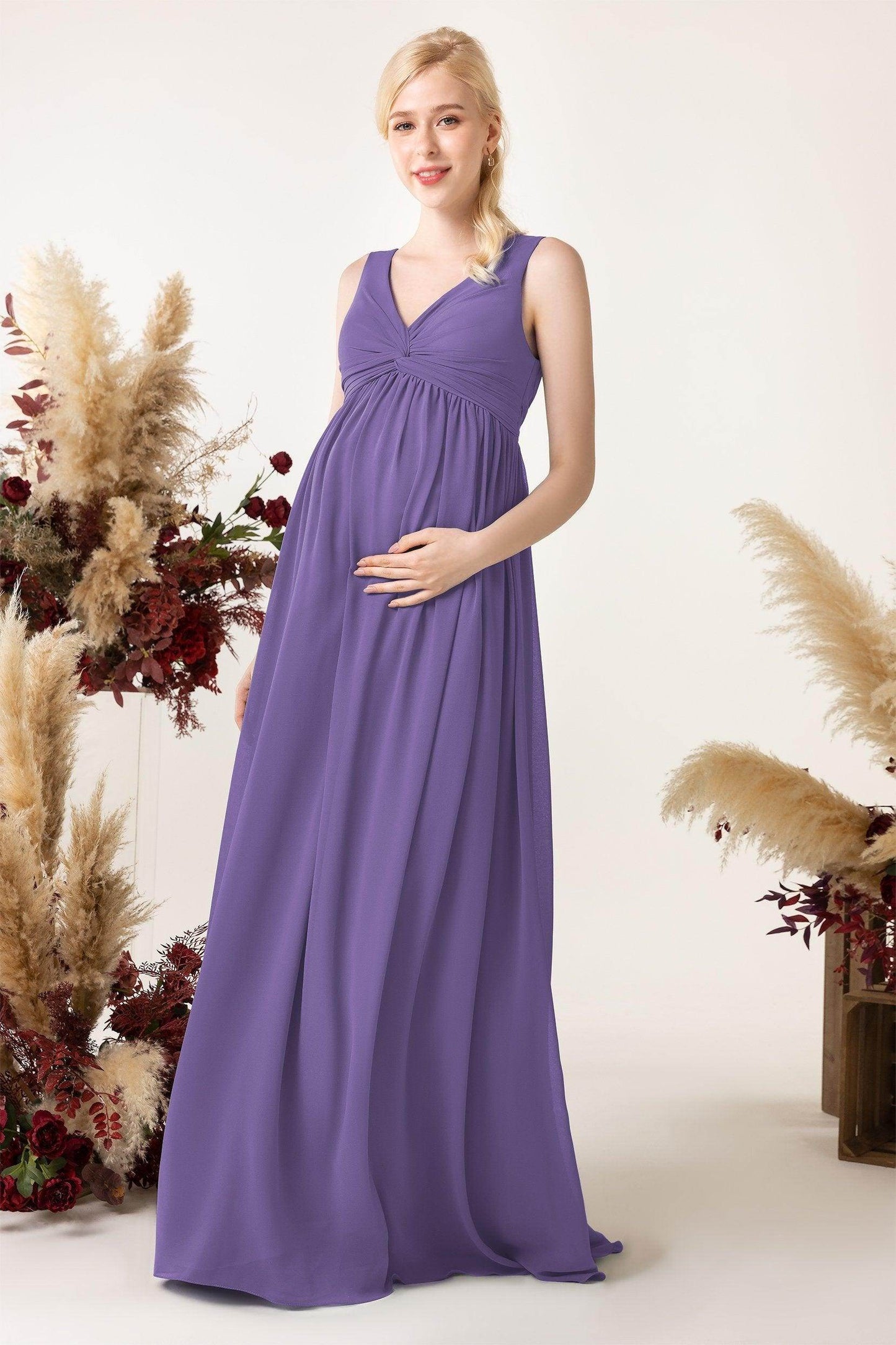 A-Line Sweep-Brush Train Chiffon Bridesmaid Dress CB0452M - COCOMELODY