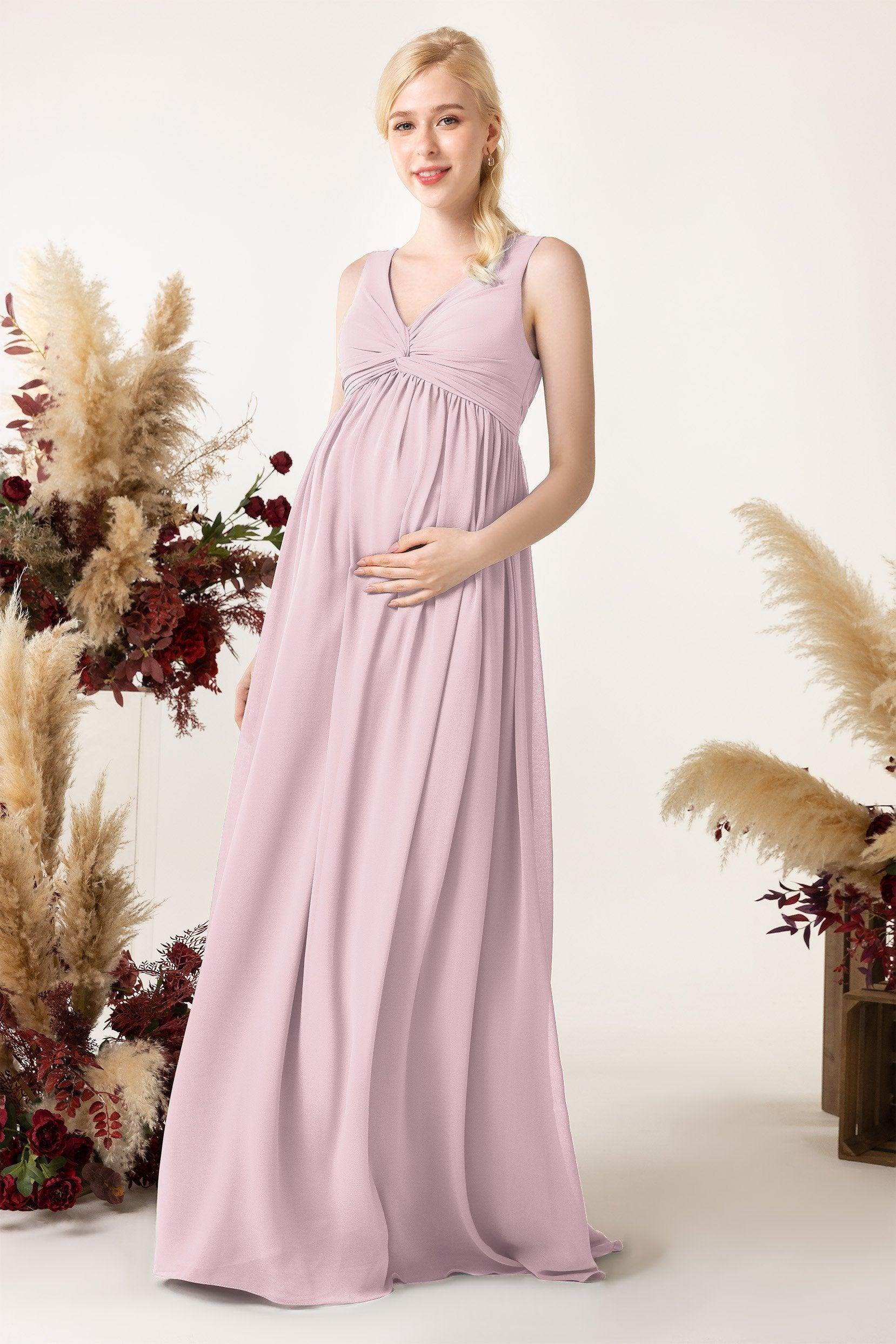 A-Line Sweep-Brush Train Chiffon Bridesmaid Dress CB0452M - COCOMELODY