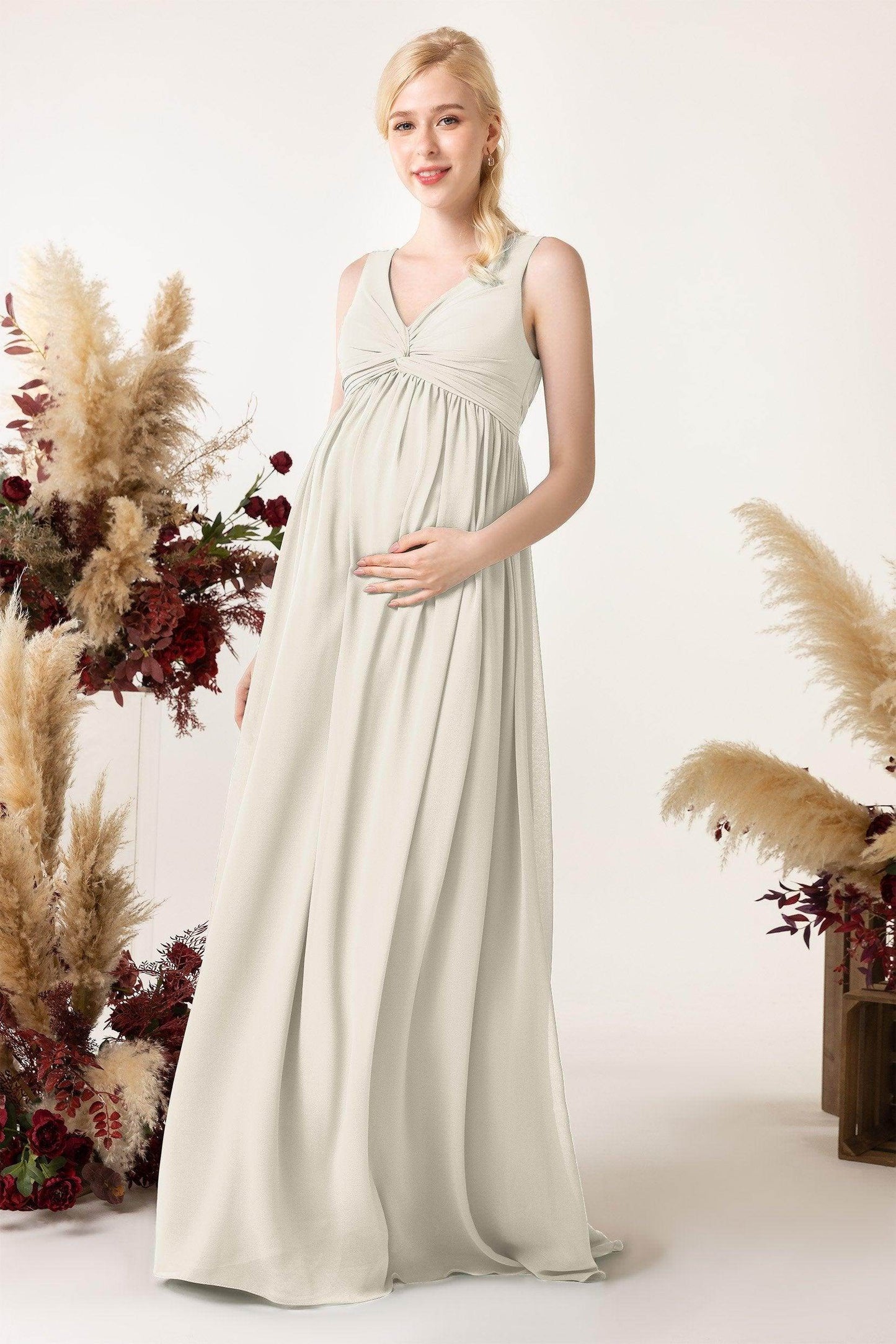 A-Line Sweep-Brush Train Chiffon Bridesmaid Dress CB0452M - COCOMELODY
