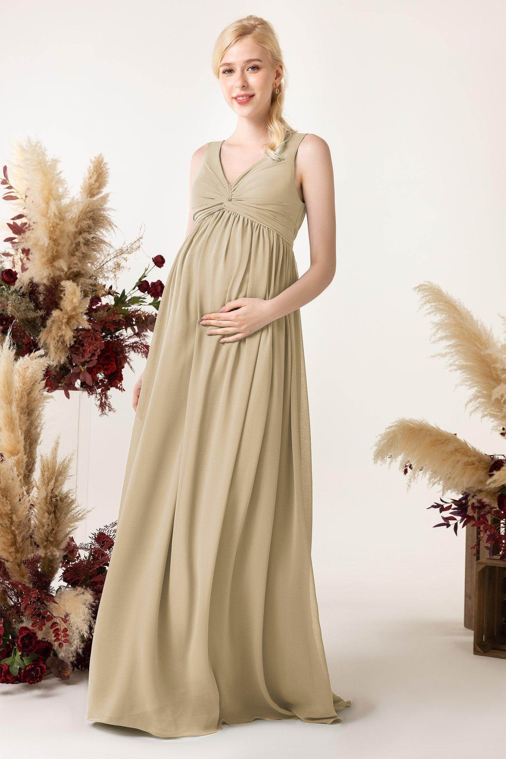 A-Line Sweep-Brush Train Chiffon Bridesmaid Dress CB0452M - COCOMELODY