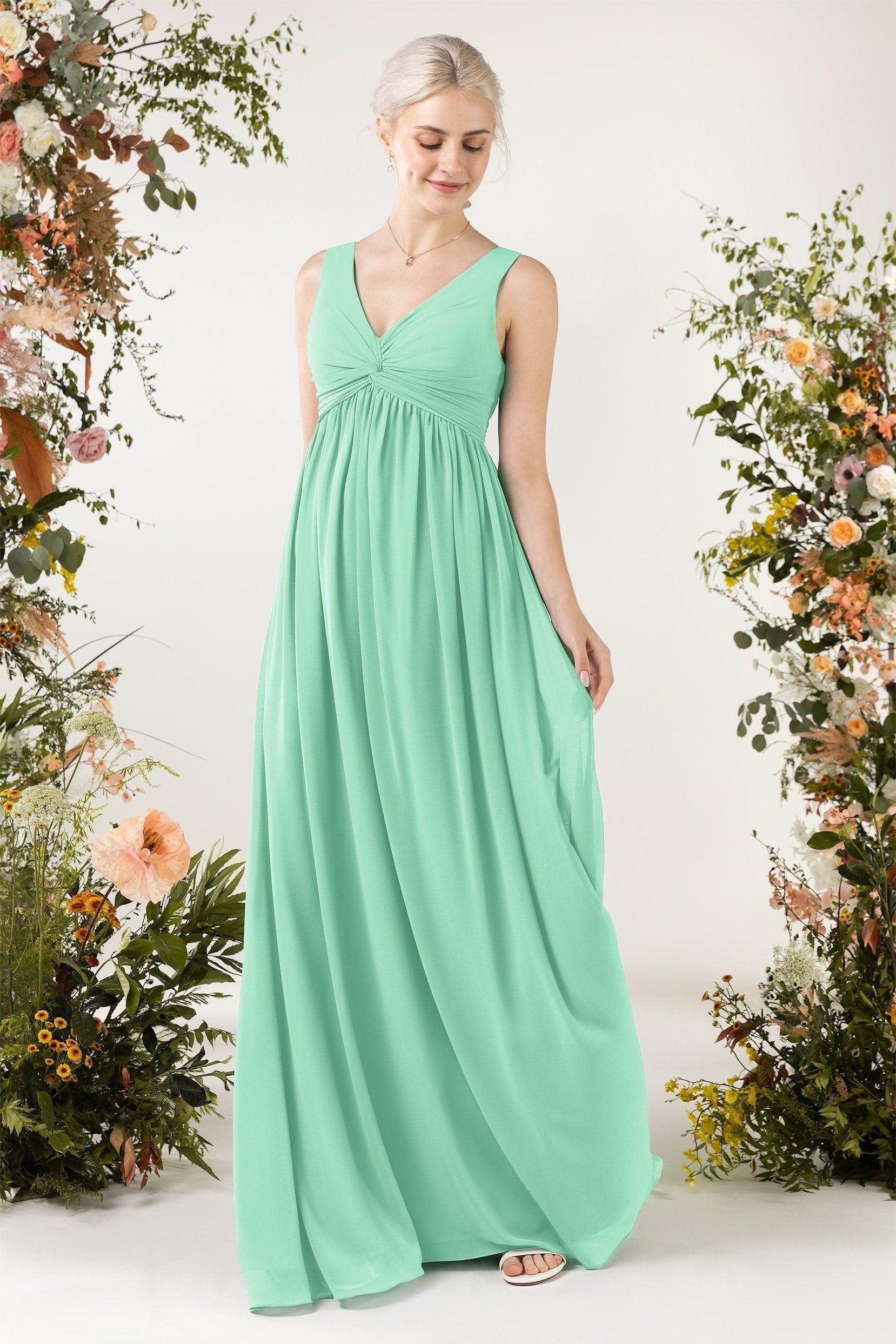 A-Line Sweep-Brush Train Chiffon Bridesmaid Dress CB0452 - COCOMELODY