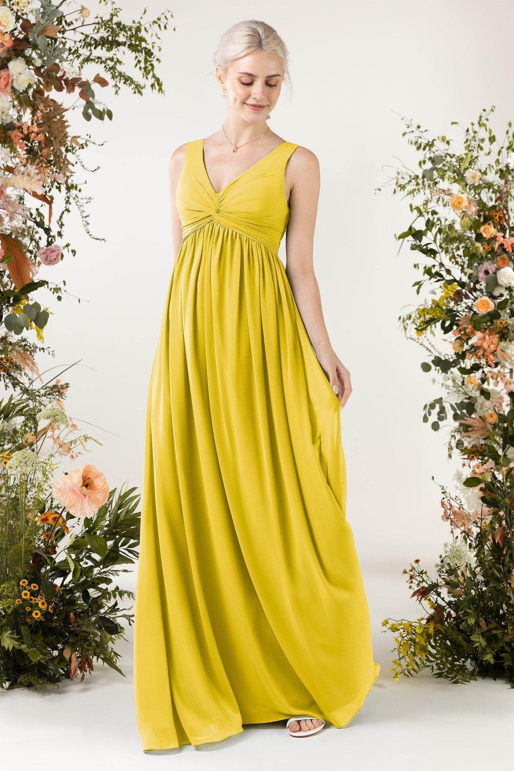 A-Line Sweep-Brush Train Chiffon Bridesmaid Dress CB0452 - COCOMELODY