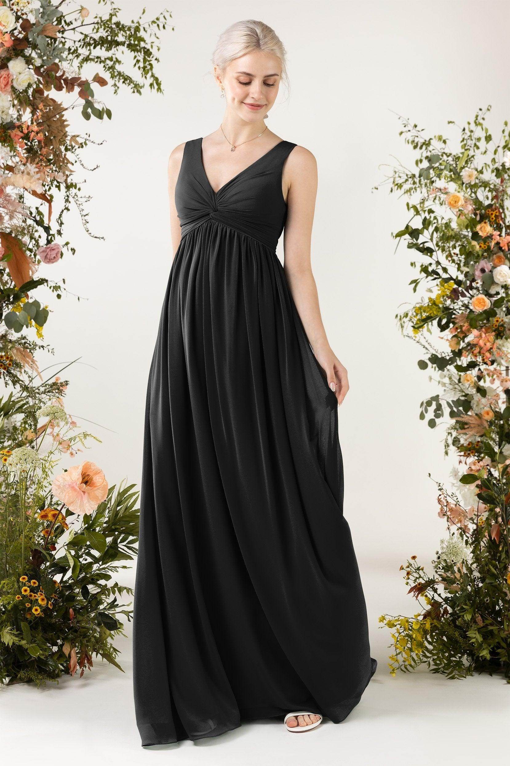 A-Line Sweep-Brush Train Chiffon Bridesmaid Dress CB0452 - COCOMELODY