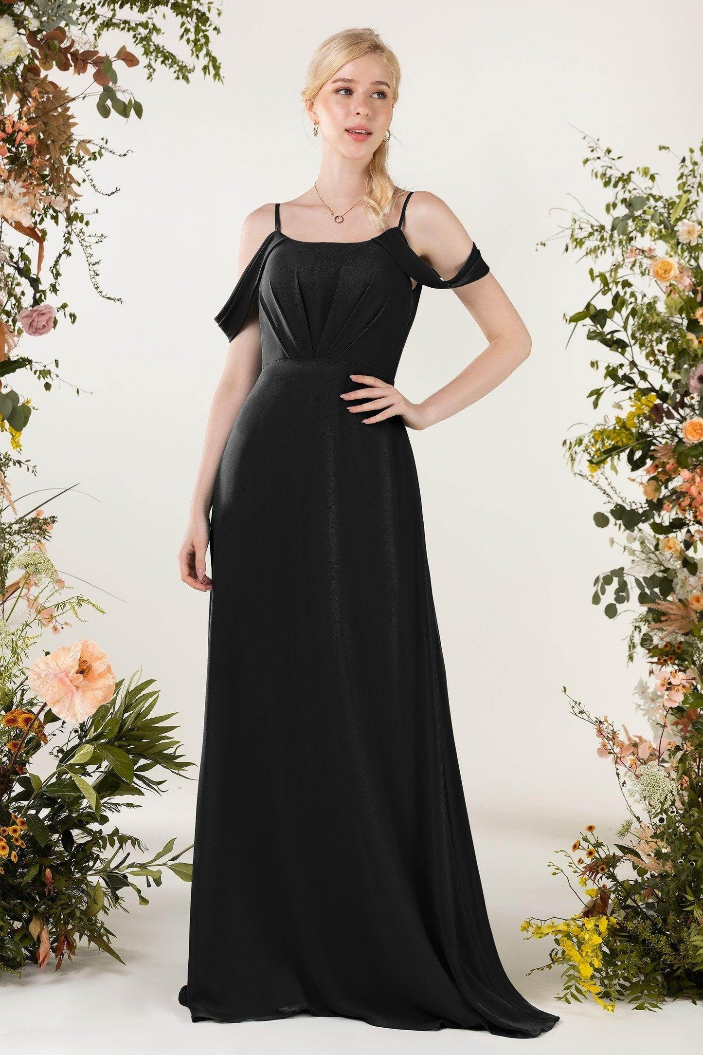 Sheath Sweep-Brush Train Chiffon Bridesmaid Dress CB0453 - COCOMELODY