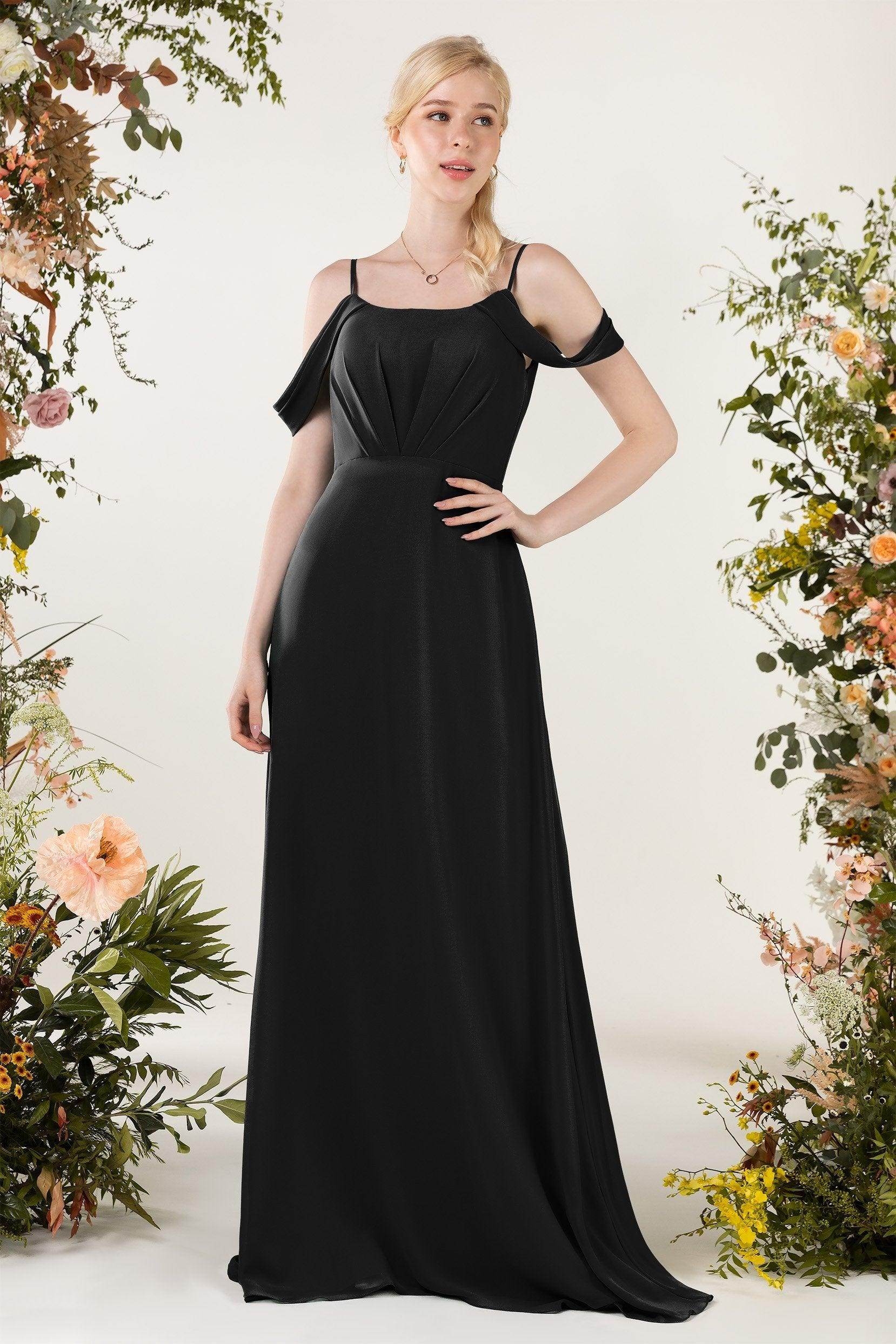 Sheath Sweep-Brush Train Chiffon Bridesmaid Dress CB0453 - COCOMELODY