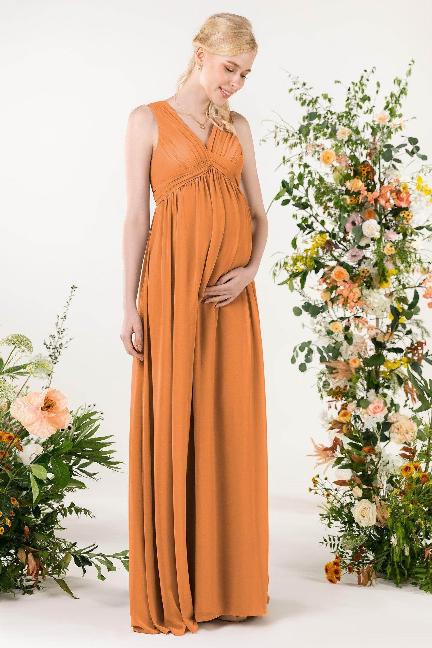 A-Line Sweep-Brush Train Chiffon Bridesmaid Dress CB0455M - COCOMELODY