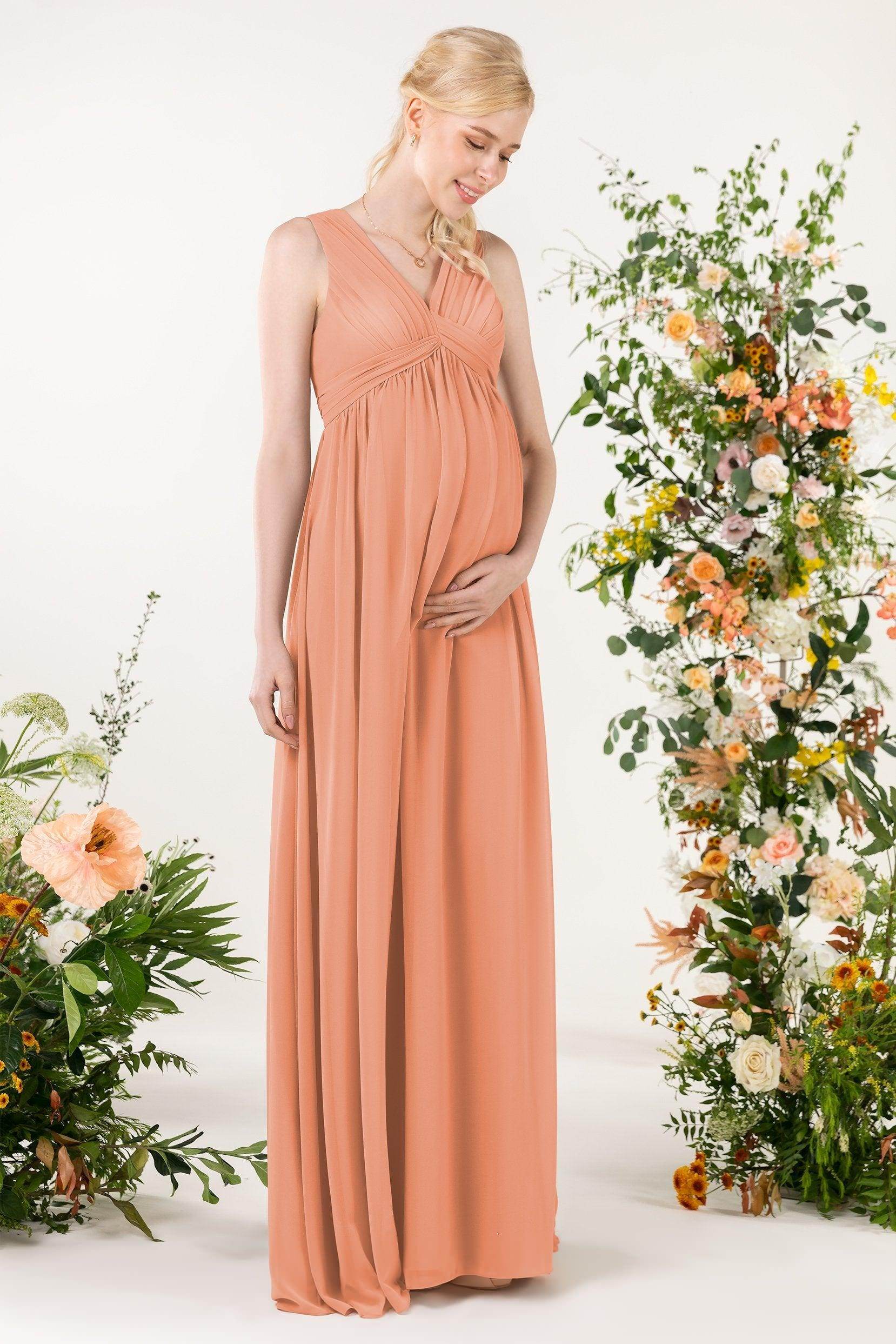 A-Line Sweep-Brush Train Chiffon Bridesmaid Dress CB0455M - COCOMELODY