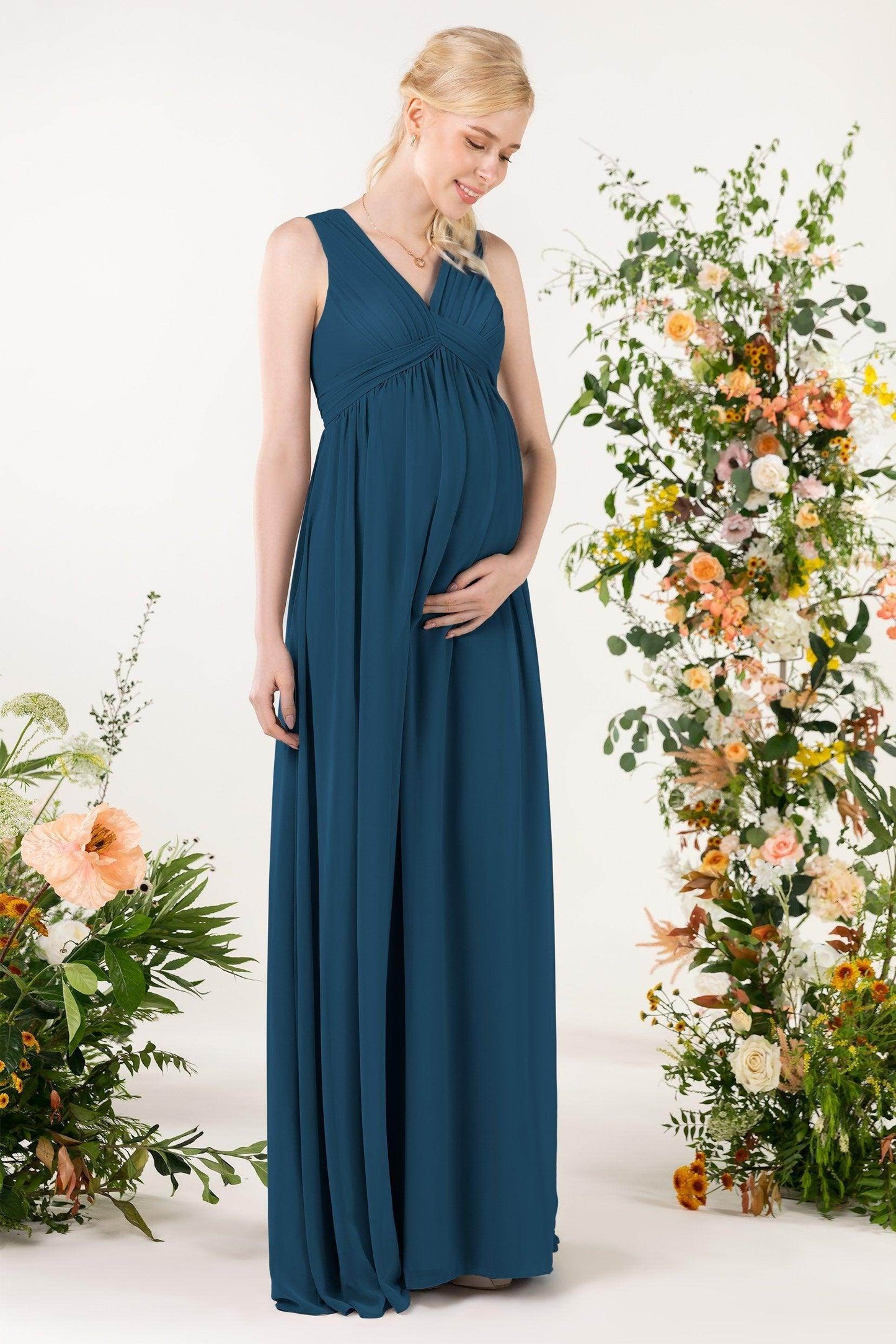 A-Line Sweep-Brush Train Chiffon Bridesmaid Dress CB0455M - COCOMELODY