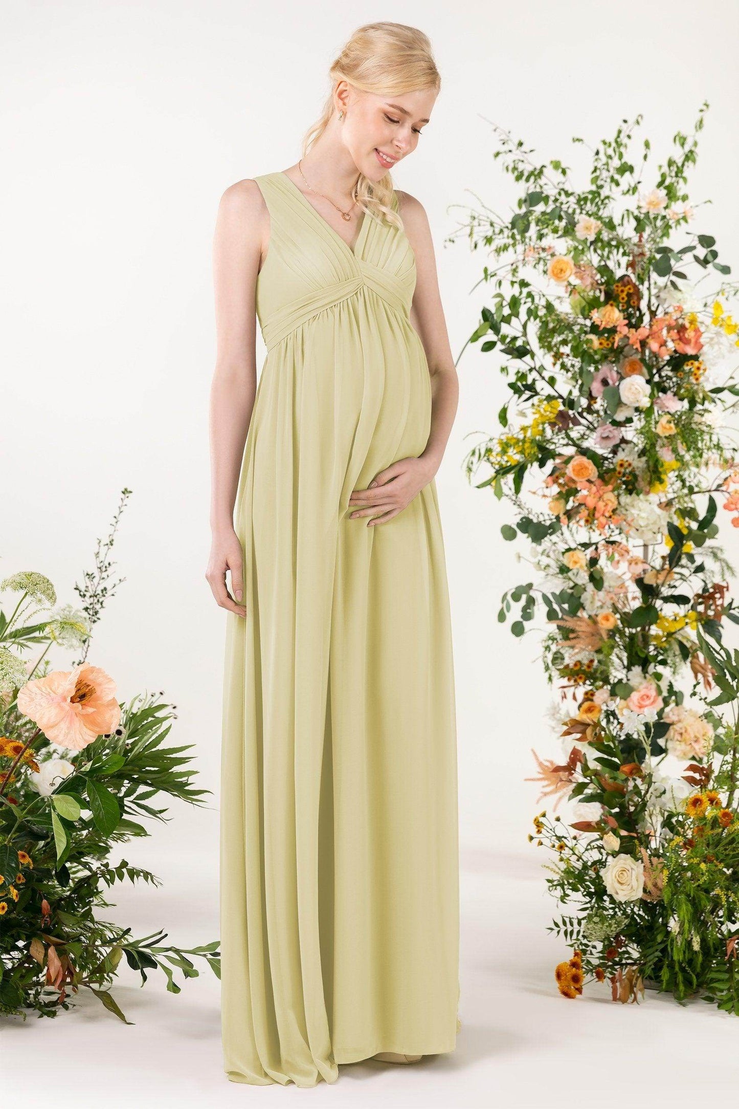 A-Line Sweep-Brush Train Chiffon Bridesmaid Dress CB0455M - COCOMELODY