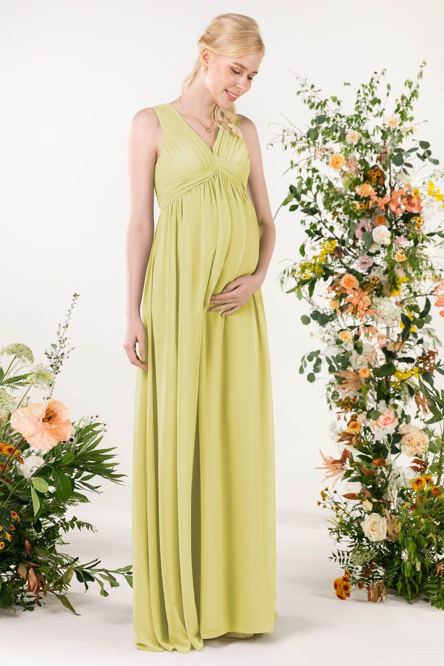 A-Line Sweep-Brush Train Chiffon Bridesmaid Dress CB0455M - COCOMELODY