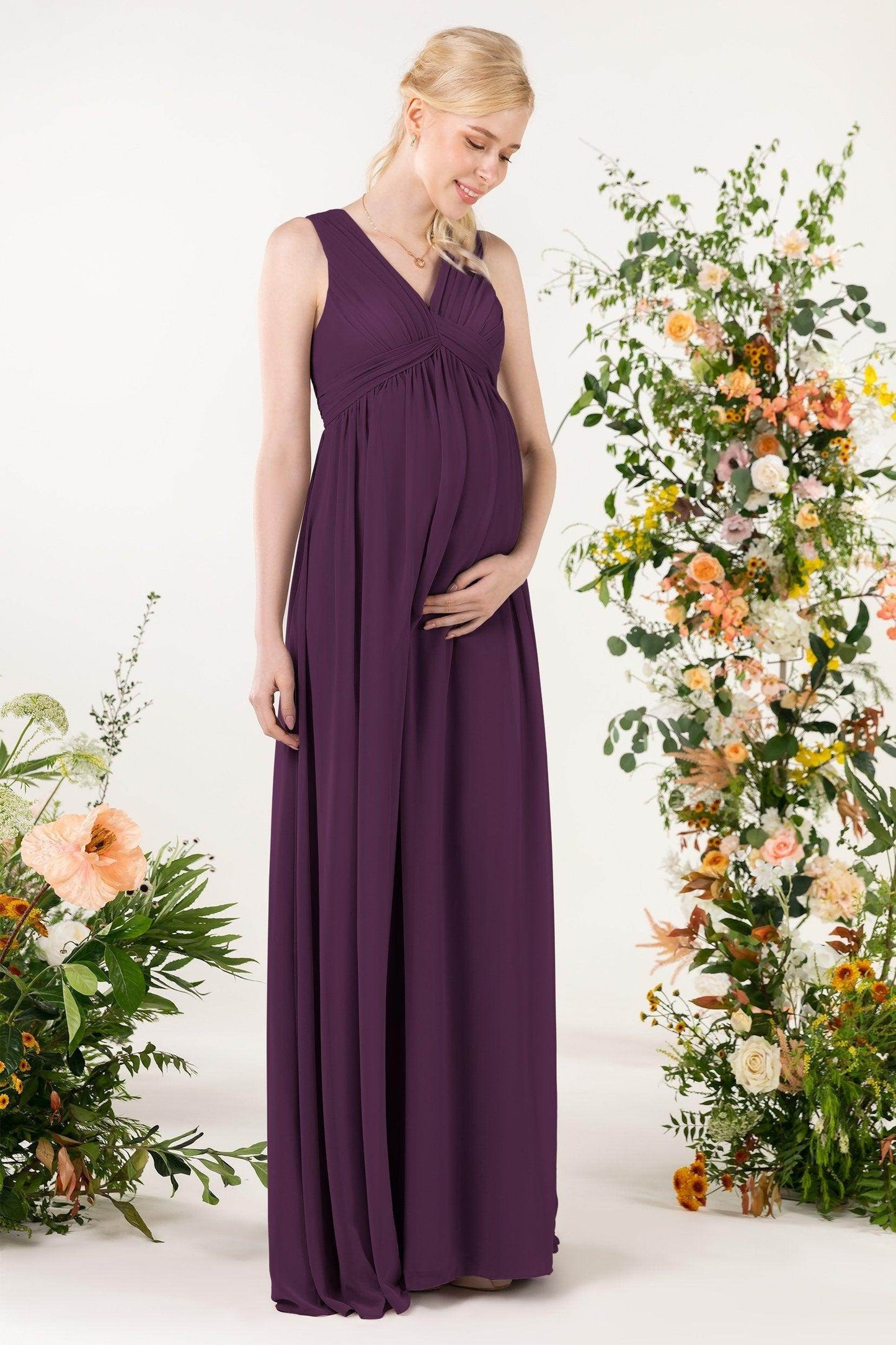 A-Line Sweep-Brush Train Chiffon Bridesmaid Dress CB0455M - COCOMELODY