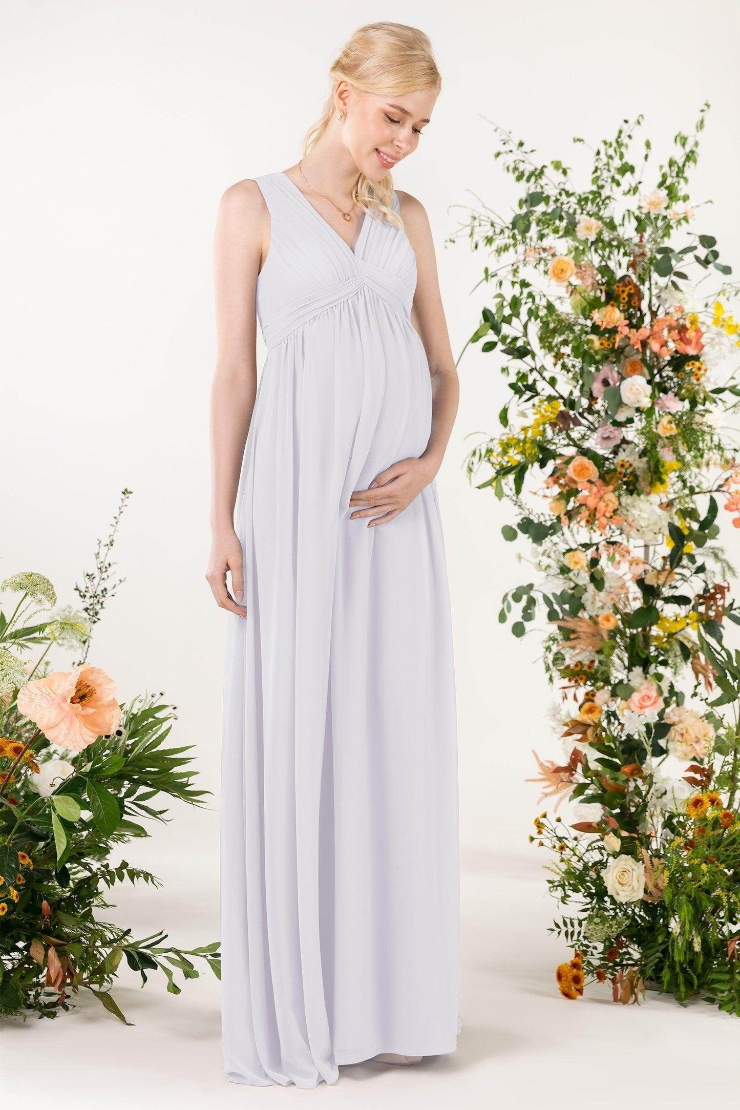 A-Line Sweep-Brush Train Chiffon Bridesmaid Dress CB0455M - COCOMELODY