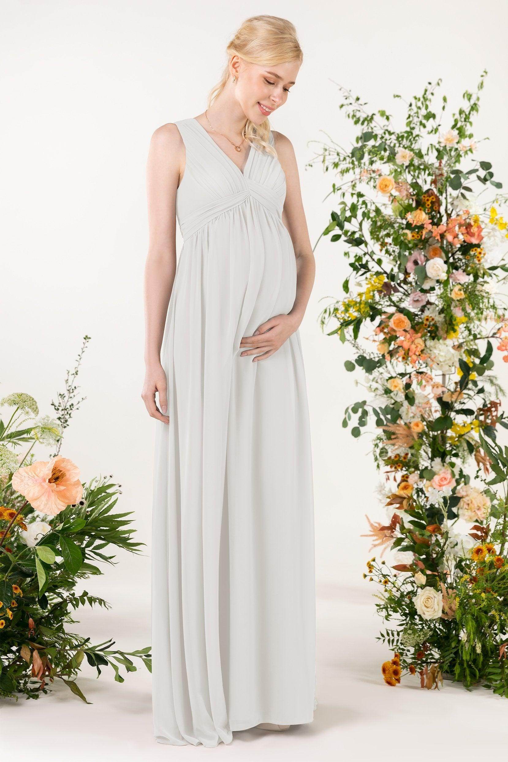 A-Line Sweep-Brush Train Chiffon Bridesmaid Dress CB0455M - COCOMELODY