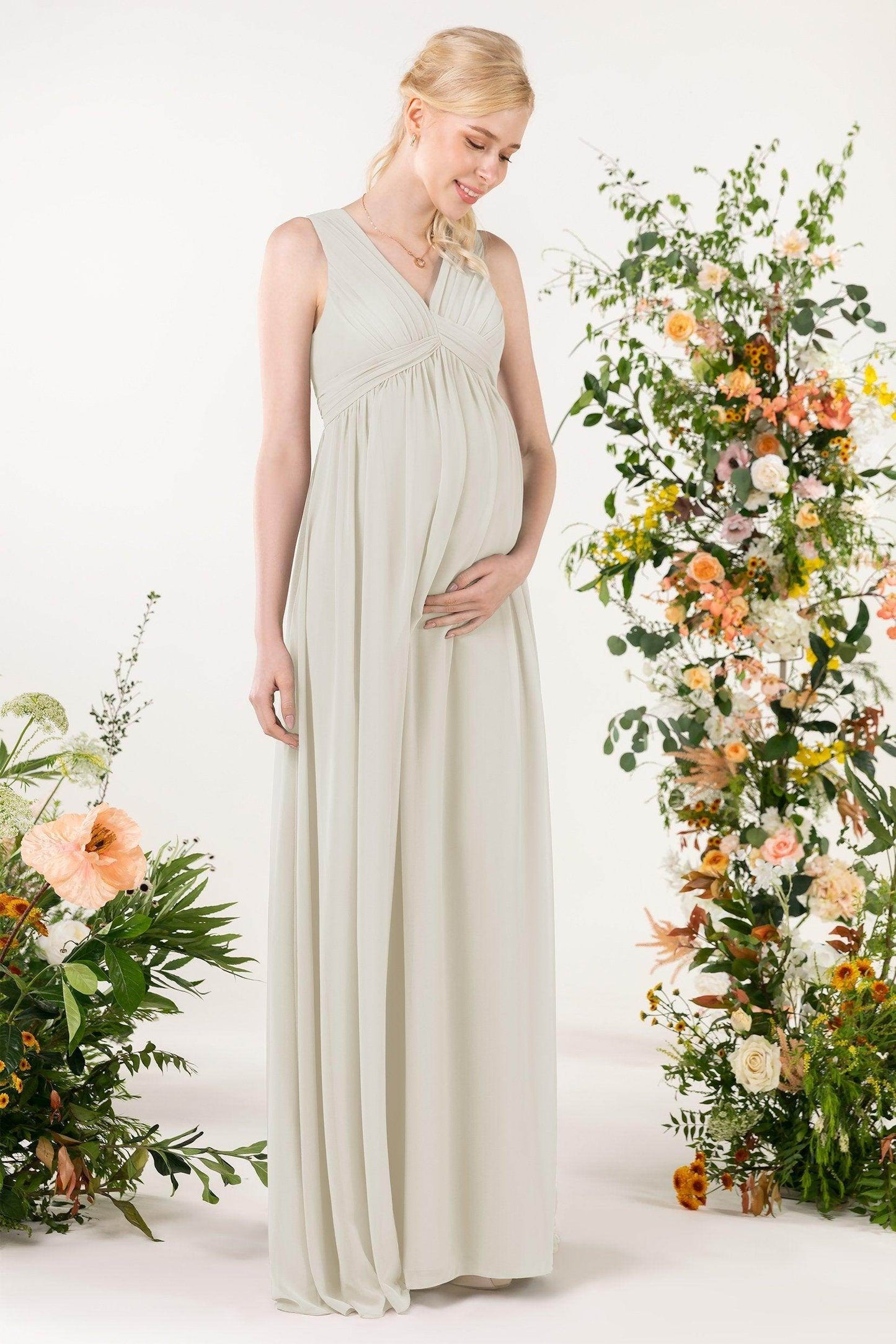 A-Line Sweep-Brush Train Chiffon Bridesmaid Dress CB0455M - COCOMELODY
