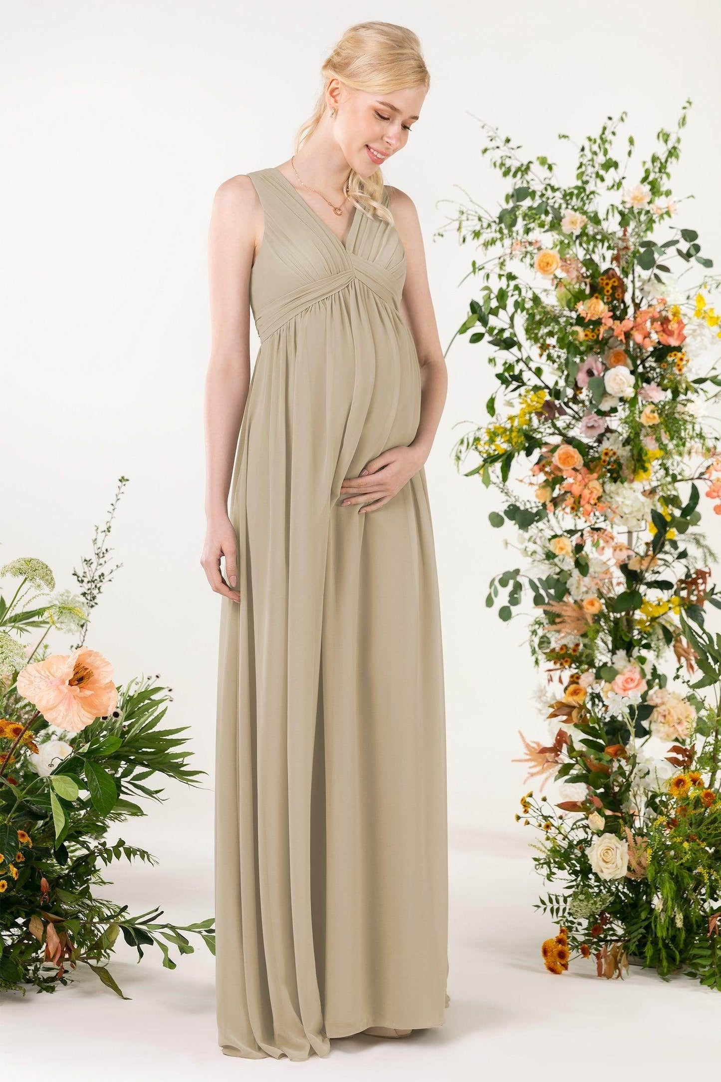 A-Line Sweep-Brush Train Chiffon Bridesmaid Dress CB0455M - COCOMELODY