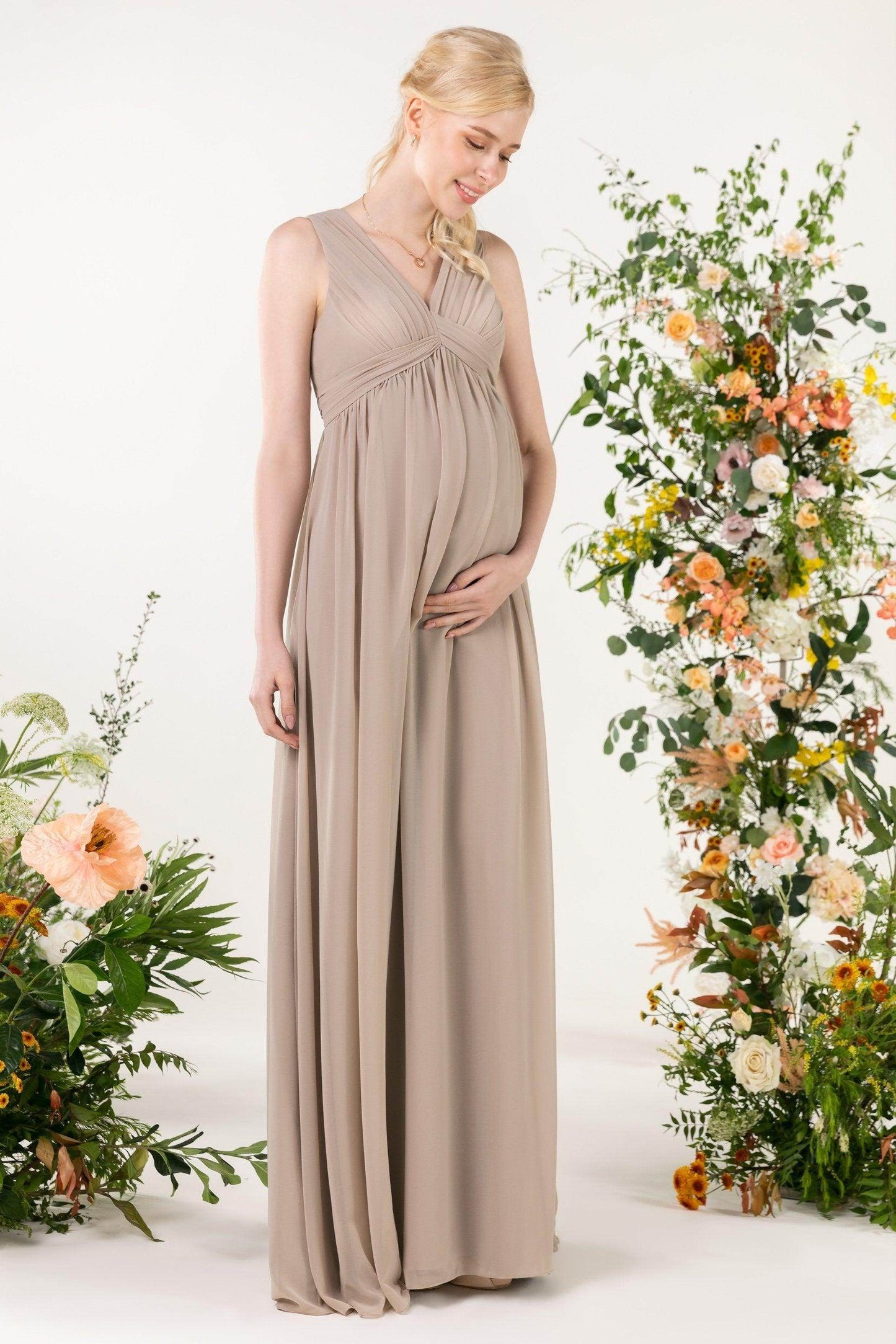 A-Line Sweep-Brush Train Chiffon Bridesmaid Dress CB0455M - COCOMELODY