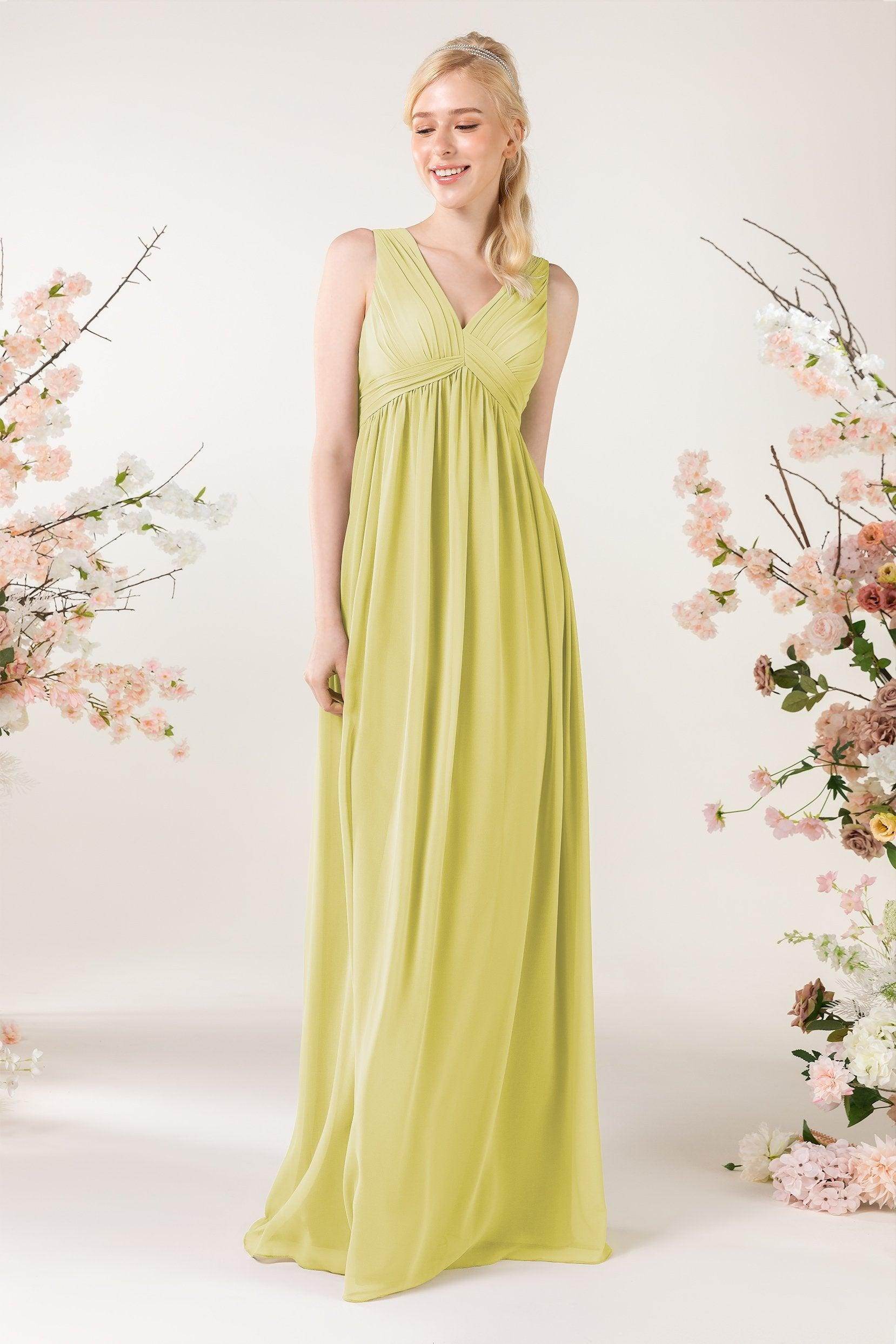 A-Line Sweep-Brush Train Chiffon Bridesmaid Dress CB0455 - COCOMELODY