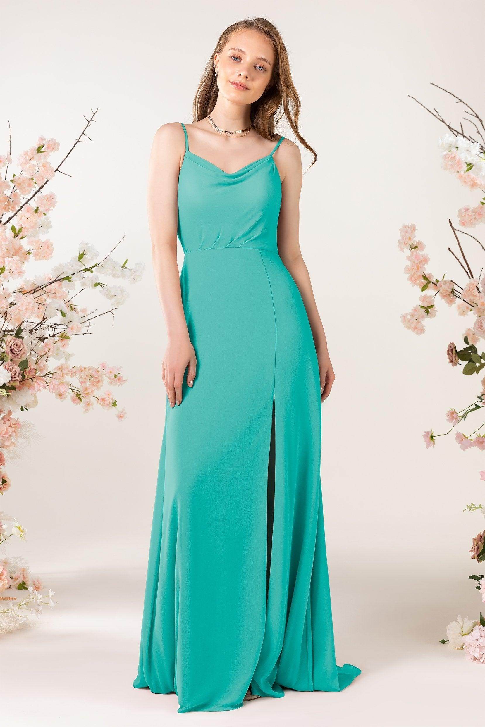 Sheath Sweep-Brush Train Chiffon Bridesmaid Dress CB0457 - COCOMELODY