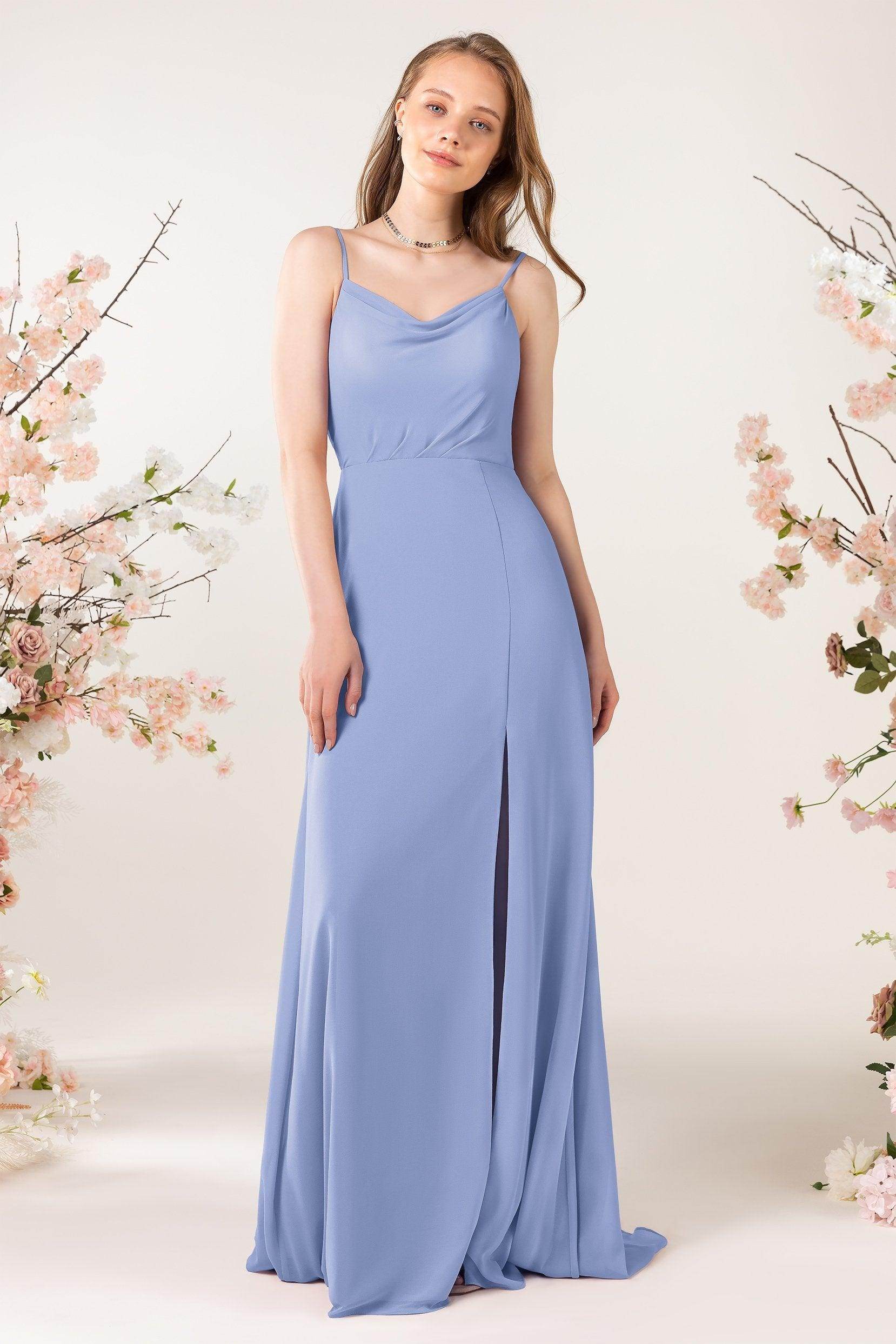 Sheath Sweep-Brush Train Chiffon Bridesmaid Dress CB0457 - COCOMELODY