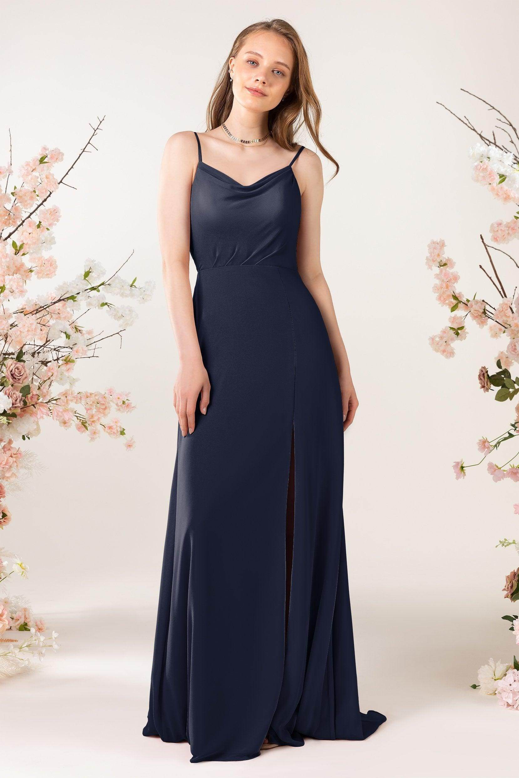 Sheath Sweep-Brush Train Chiffon Bridesmaid Dress CB0457 - COCOMELODY