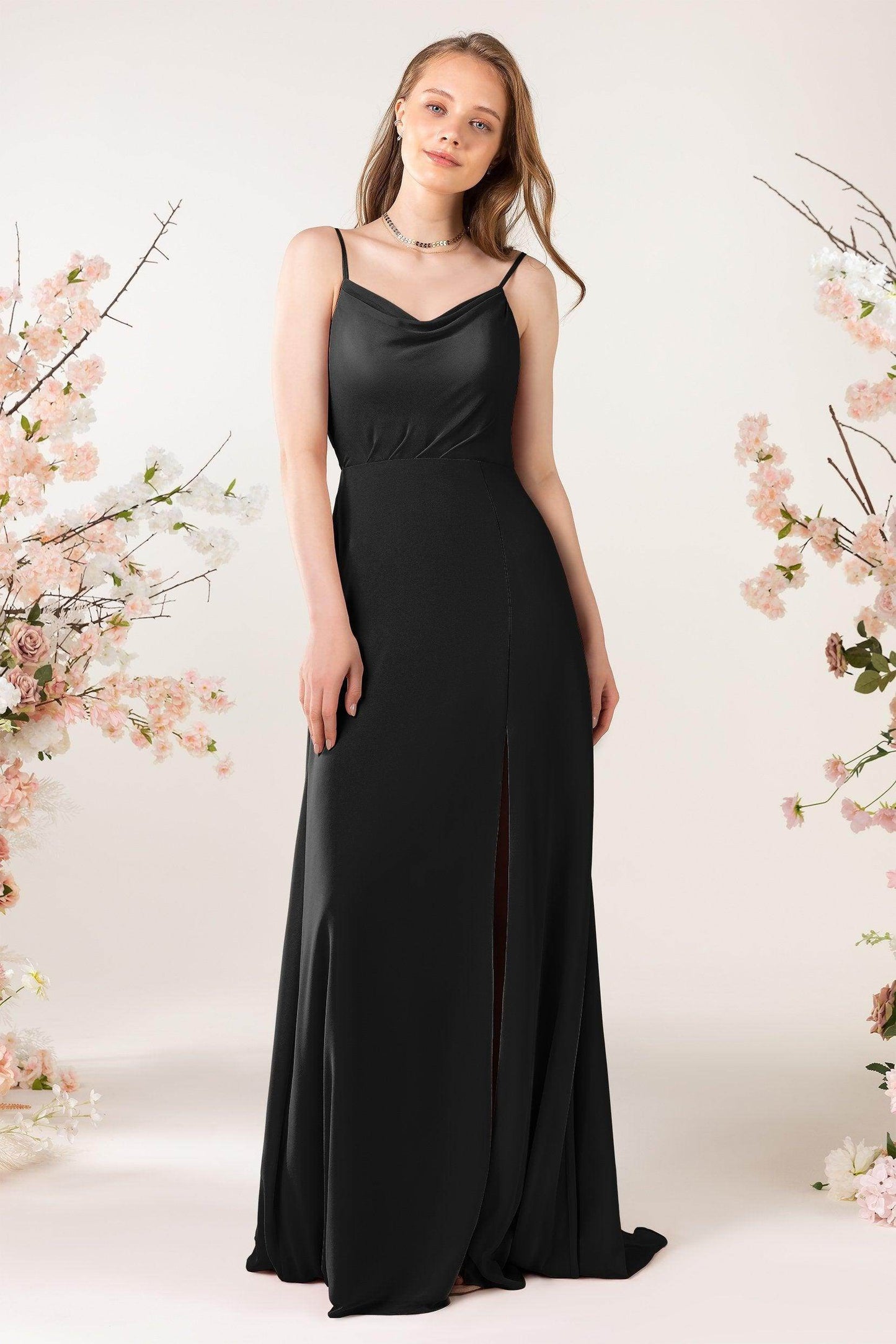 Sheath Sweep-Brush Train Chiffon Bridesmaid Dress CB0457 - COCOMELODY