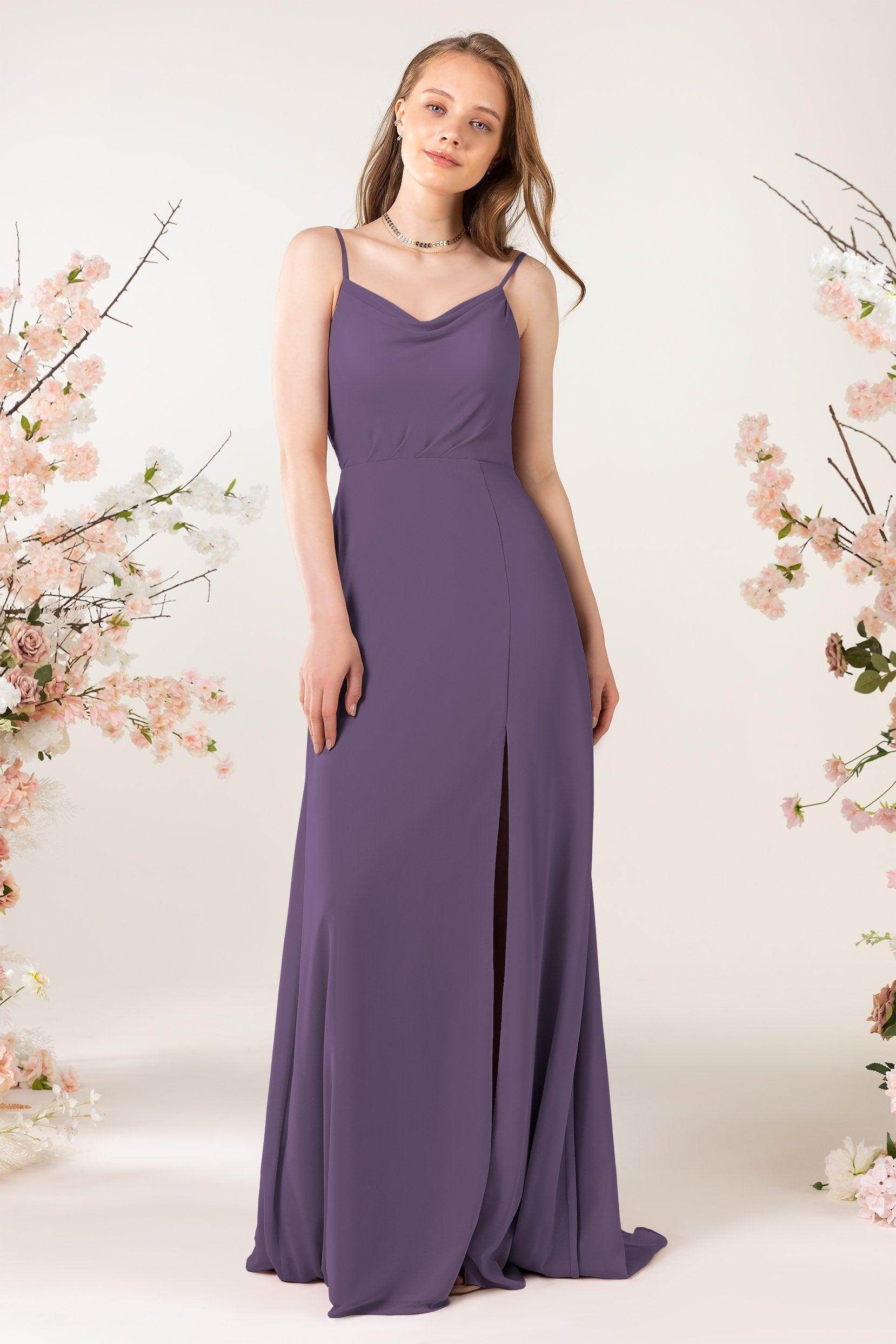 Sheath Sweep-Brush Train Chiffon Bridesmaid Dress CB0457 - COCOMELODY