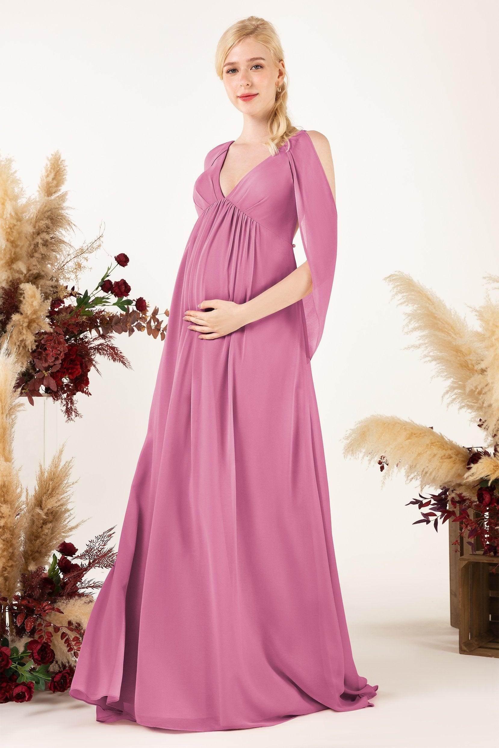 A-Line Sweep-Brush Train Chiffon Bridesmaid Dress CB0458M - COCOMELODY