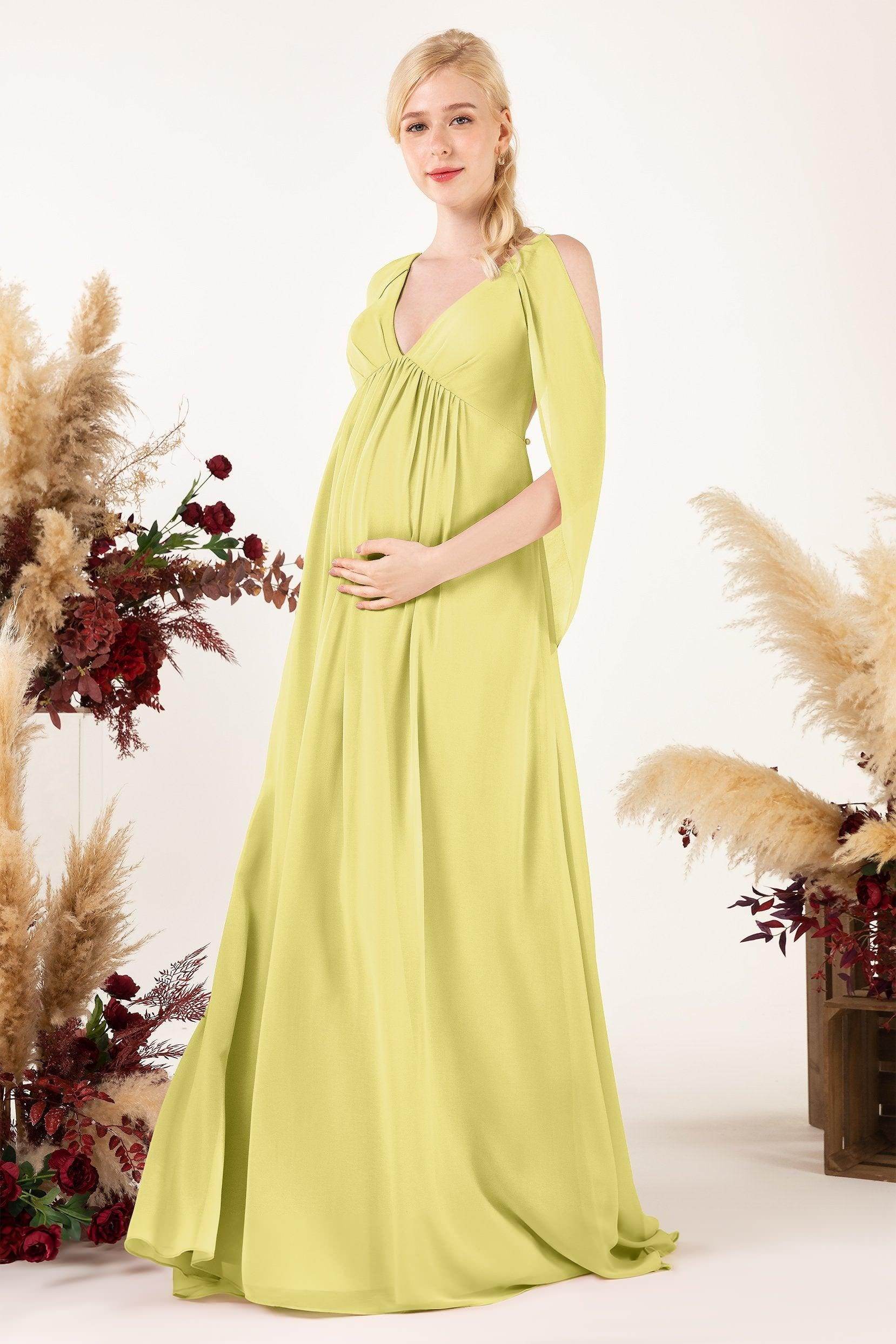 A-Line Sweep-Brush Train Chiffon Bridesmaid Dress CB0458M - COCOMELODY