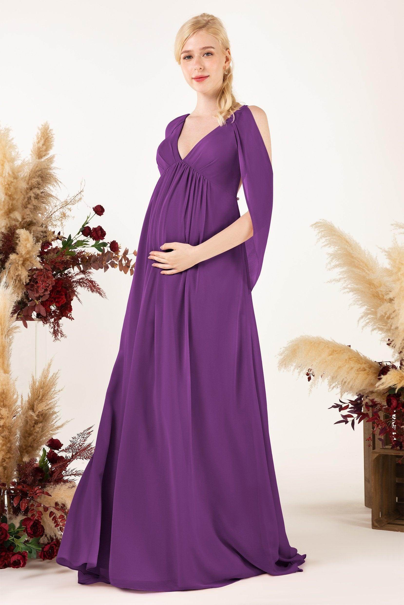 A-Line Sweep-Brush Train Chiffon Bridesmaid Dress CB0458M - COCOMELODY