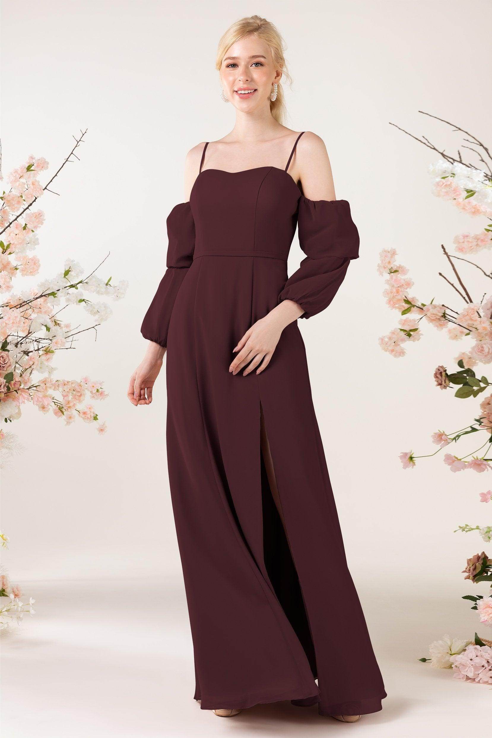Trumpet Sweep-Brush Train Chiffon Bridesmaid Dress CB0459 - COCOMELODY