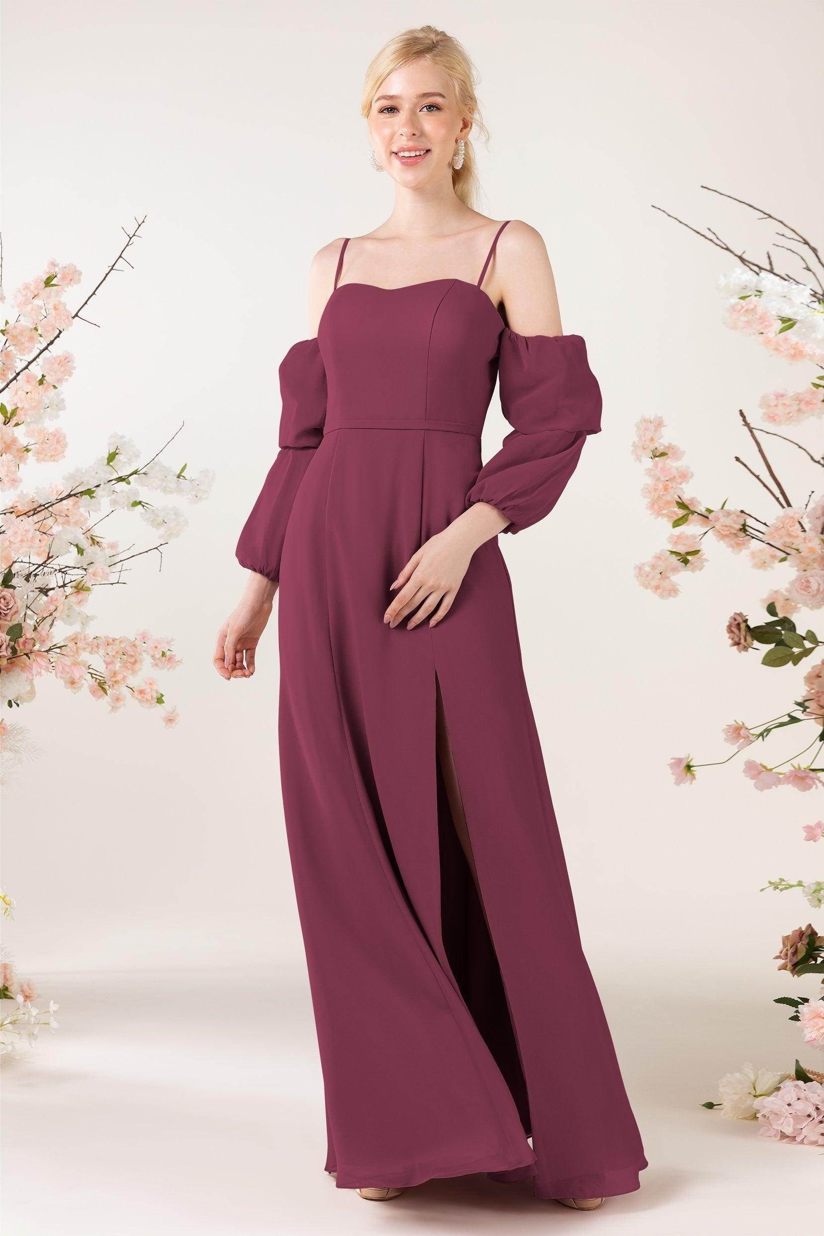 Trumpet Sweep-Brush Train Chiffon Bridesmaid Dress CB0459 - COCOMELODY