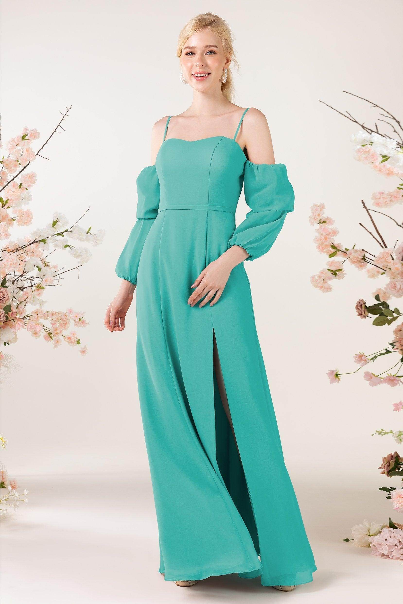 Trumpet Sweep-Brush Train Chiffon Bridesmaid Dress CB0459 - COCOMELODY