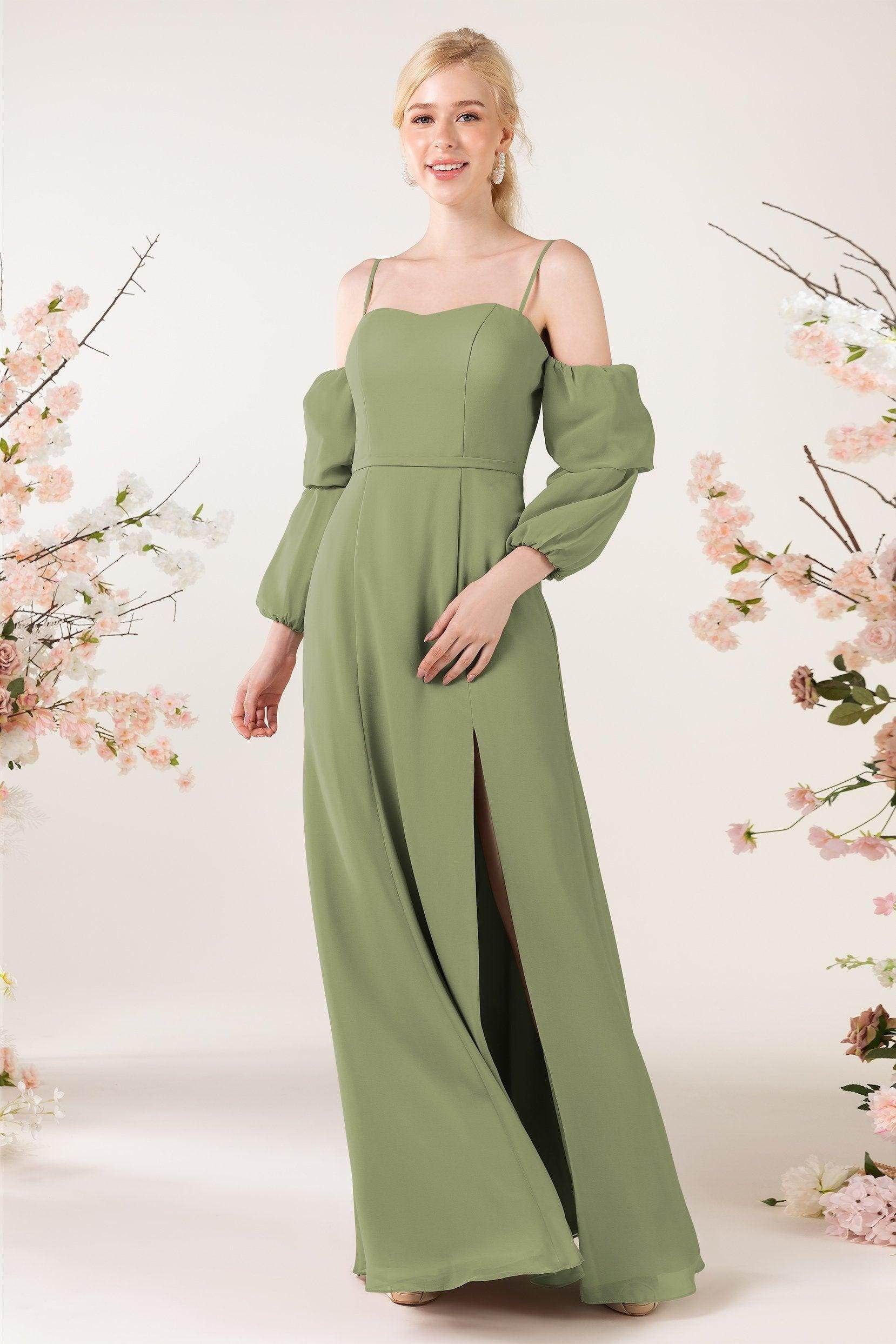 Trumpet Sweep-Brush Train Chiffon Bridesmaid Dress CB0459 - COCOMELODY