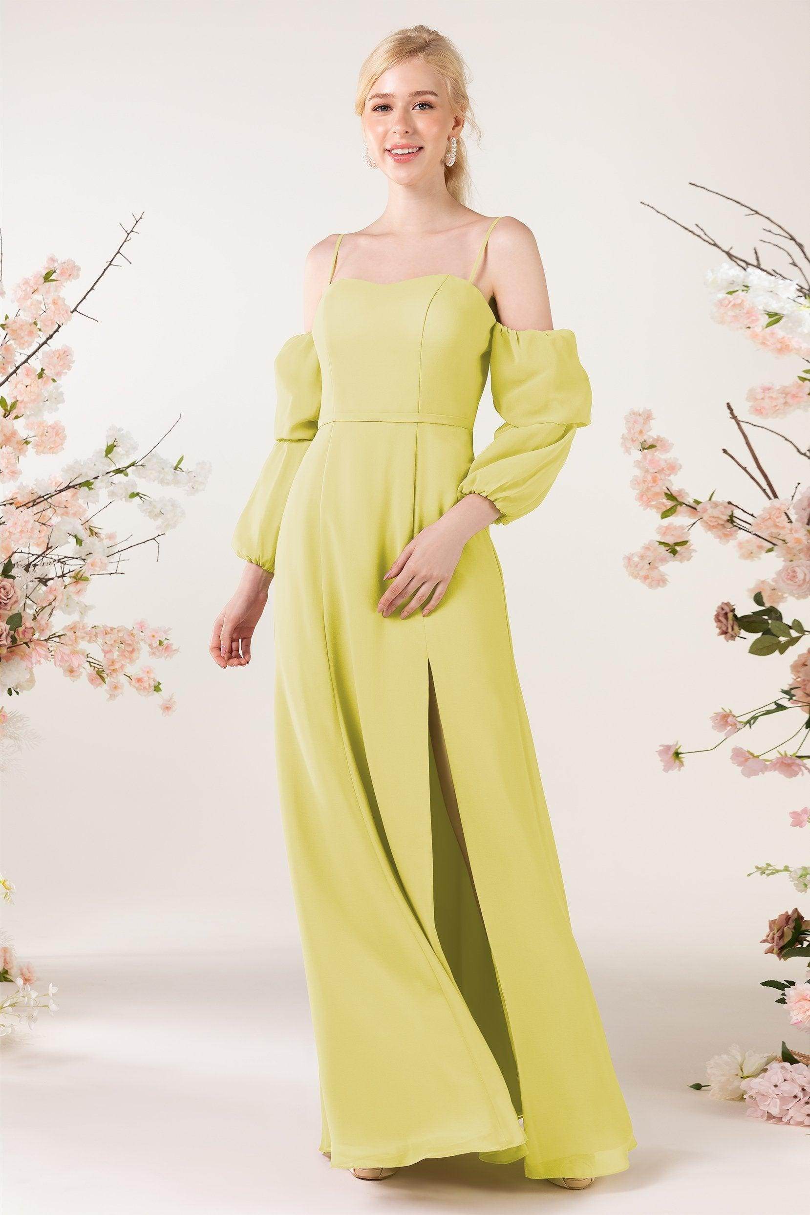 Trumpet Sweep-Brush Train Chiffon Bridesmaid Dress CB0459 - COCOMELODY