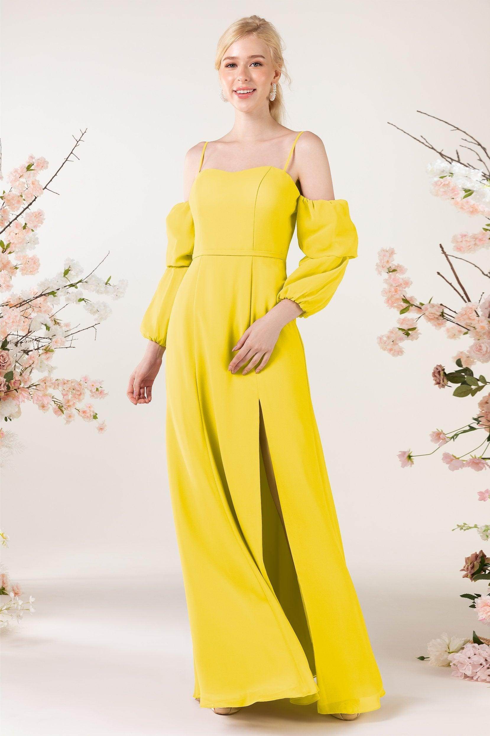 Trumpet Sweep-Brush Train Chiffon Bridesmaid Dress CB0459 - COCOMELODY