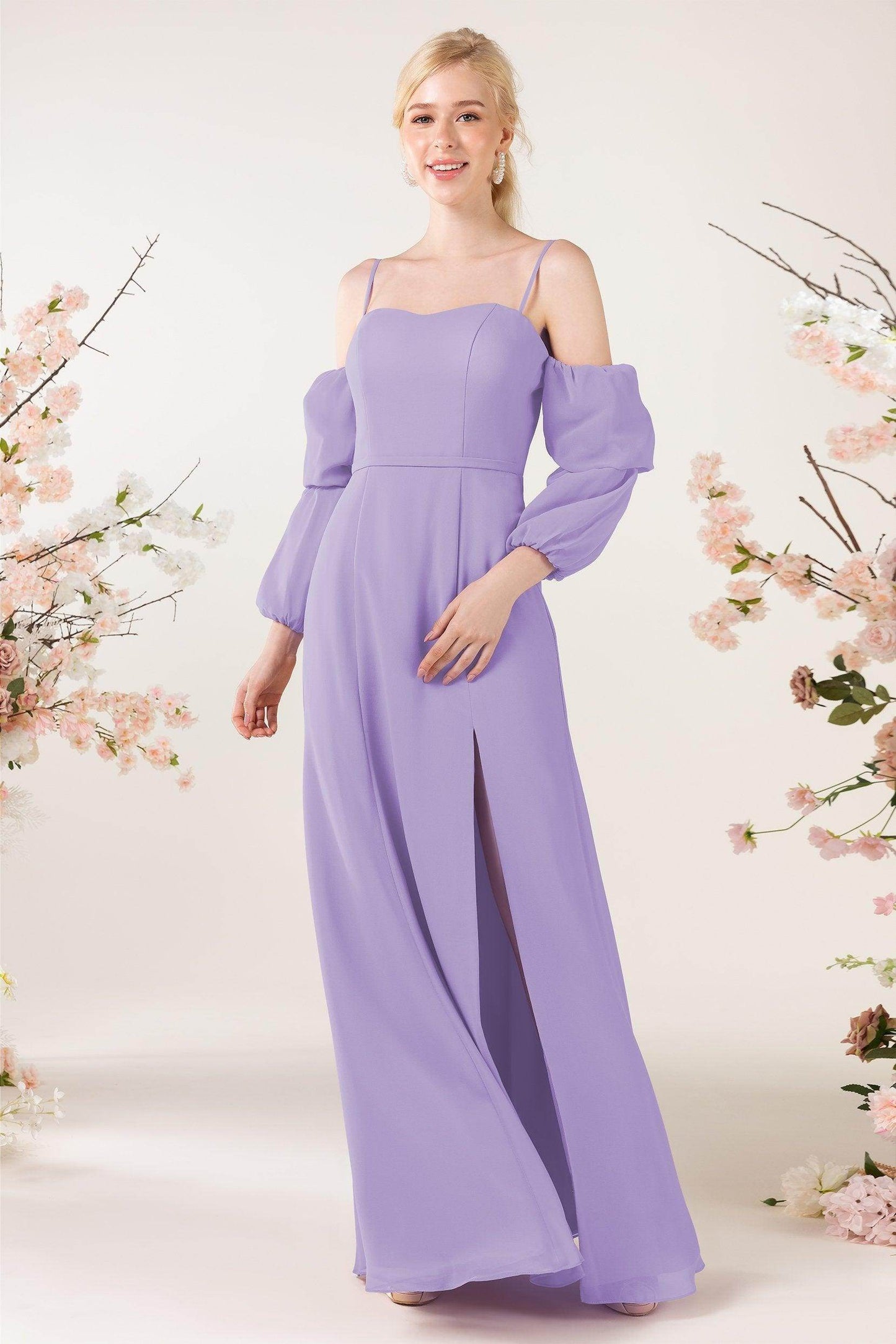 Trumpet Sweep-Brush Train Chiffon Bridesmaid Dress CB0459 - COCOMELODY