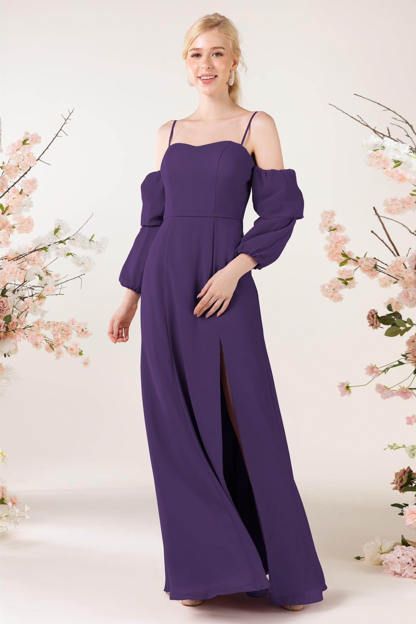 Trumpet Sweep-Brush Train Chiffon Bridesmaid Dress CB0459 - COCOMELODY